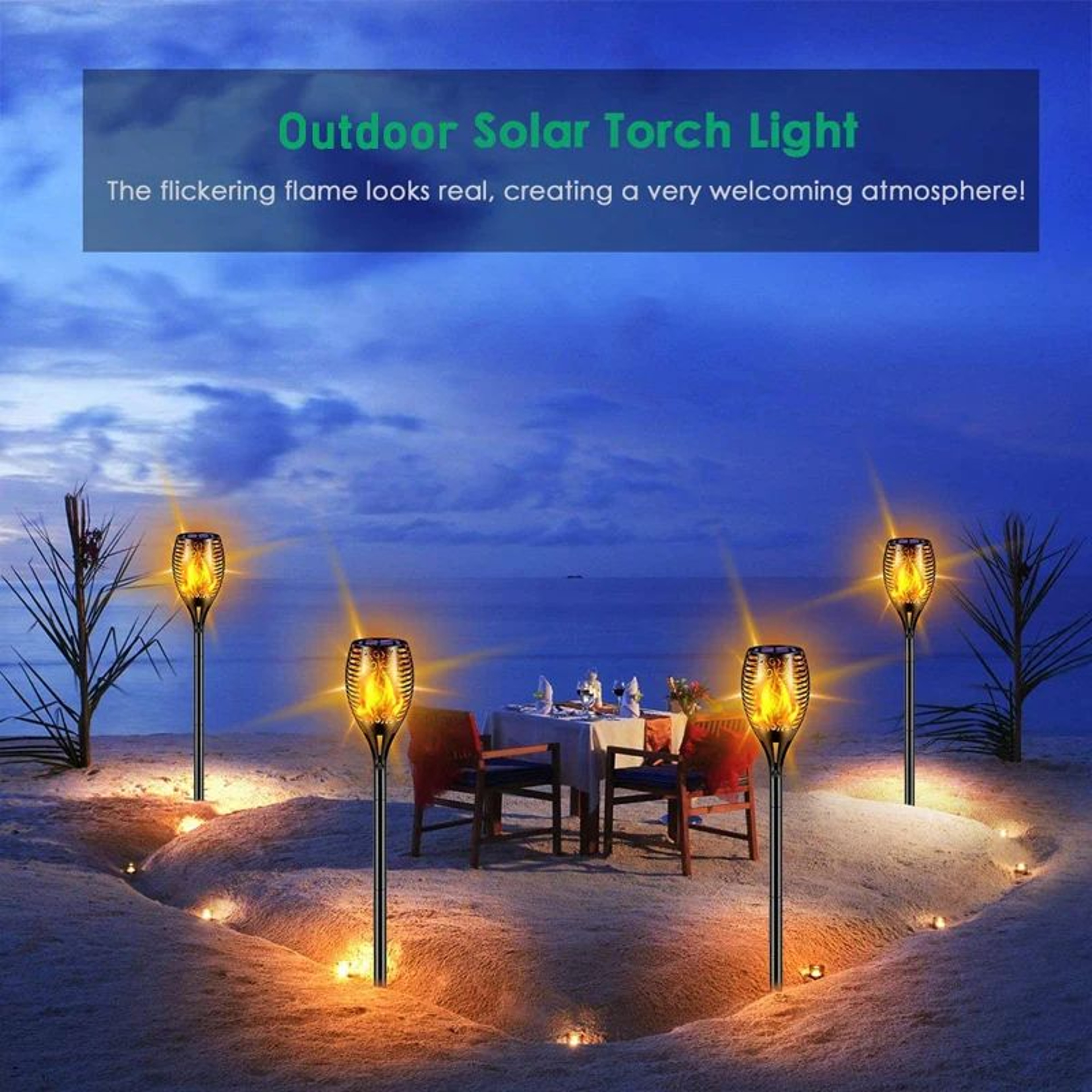 96 LED Solar Torch Lights With Flickering Flame For Garden And Patio 4