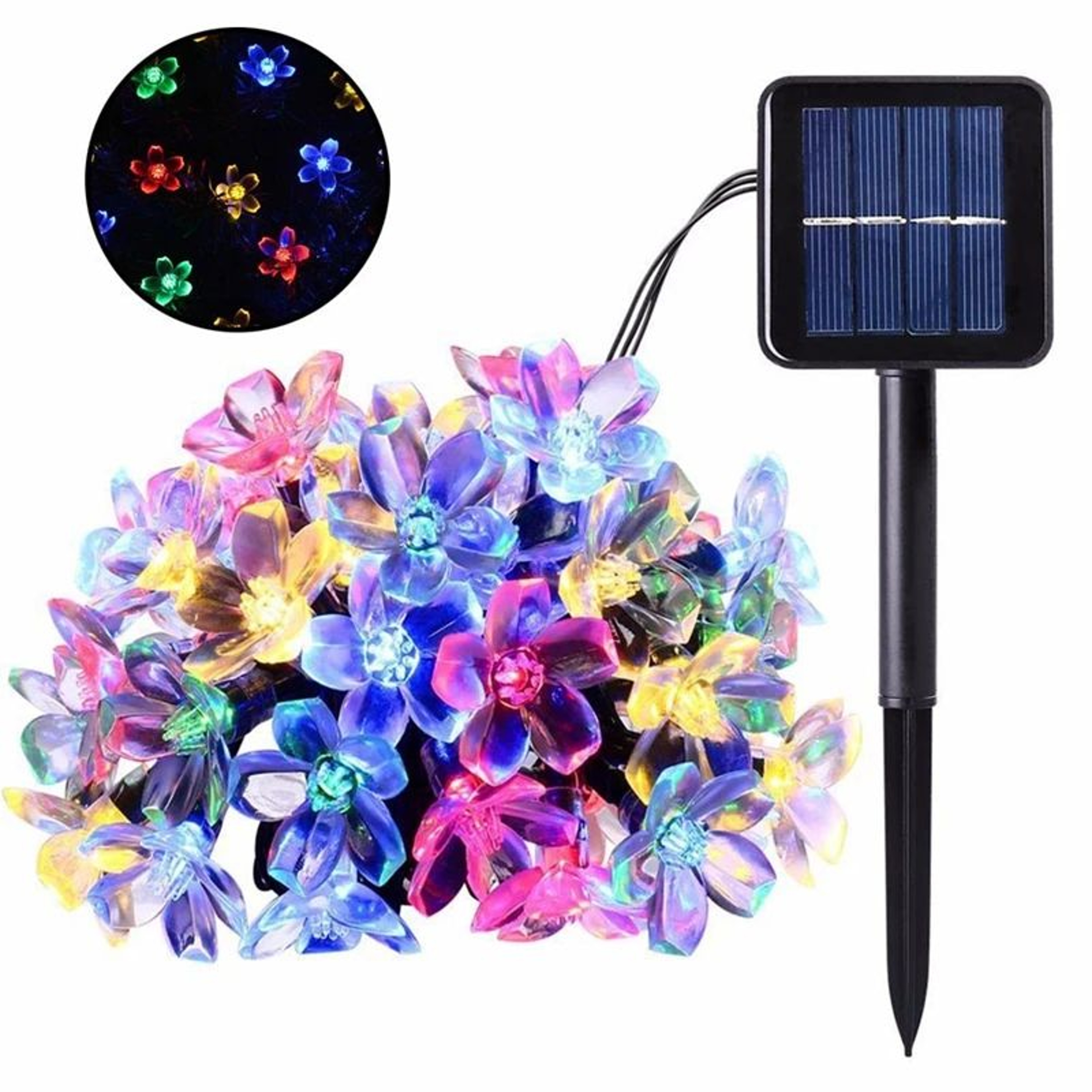 5M 20 LED Solar Cherry Blossom String Lights Outdoor Waterproof 8 Modes 5