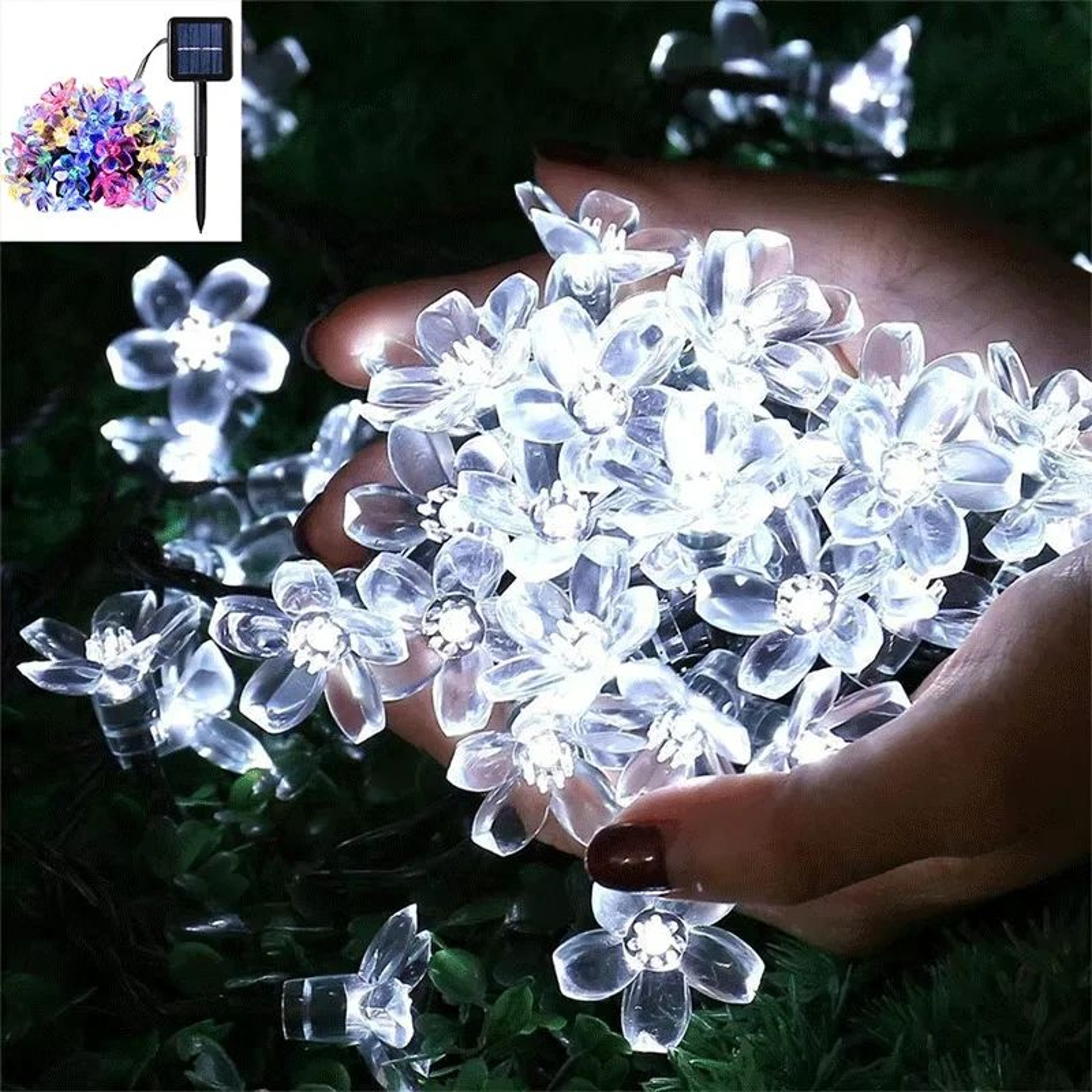 5M 20 LED Solar Cherry Blossom String Lights Outdoor Waterproof 8 Modes 8