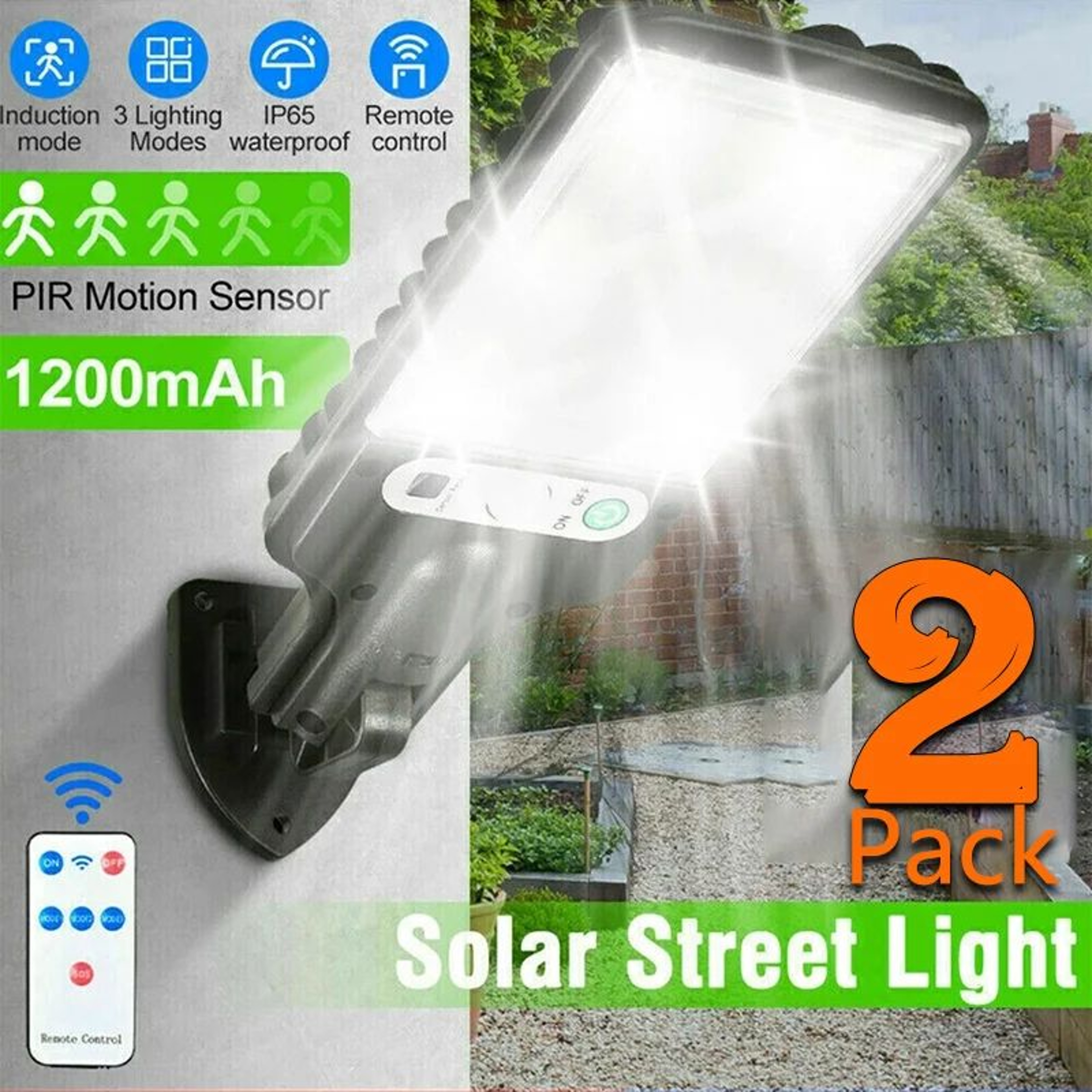 Solar Motion Sensor Street Light With 3 Lighting Modes IP65 Waterproof Outdoor LED Lamp 0