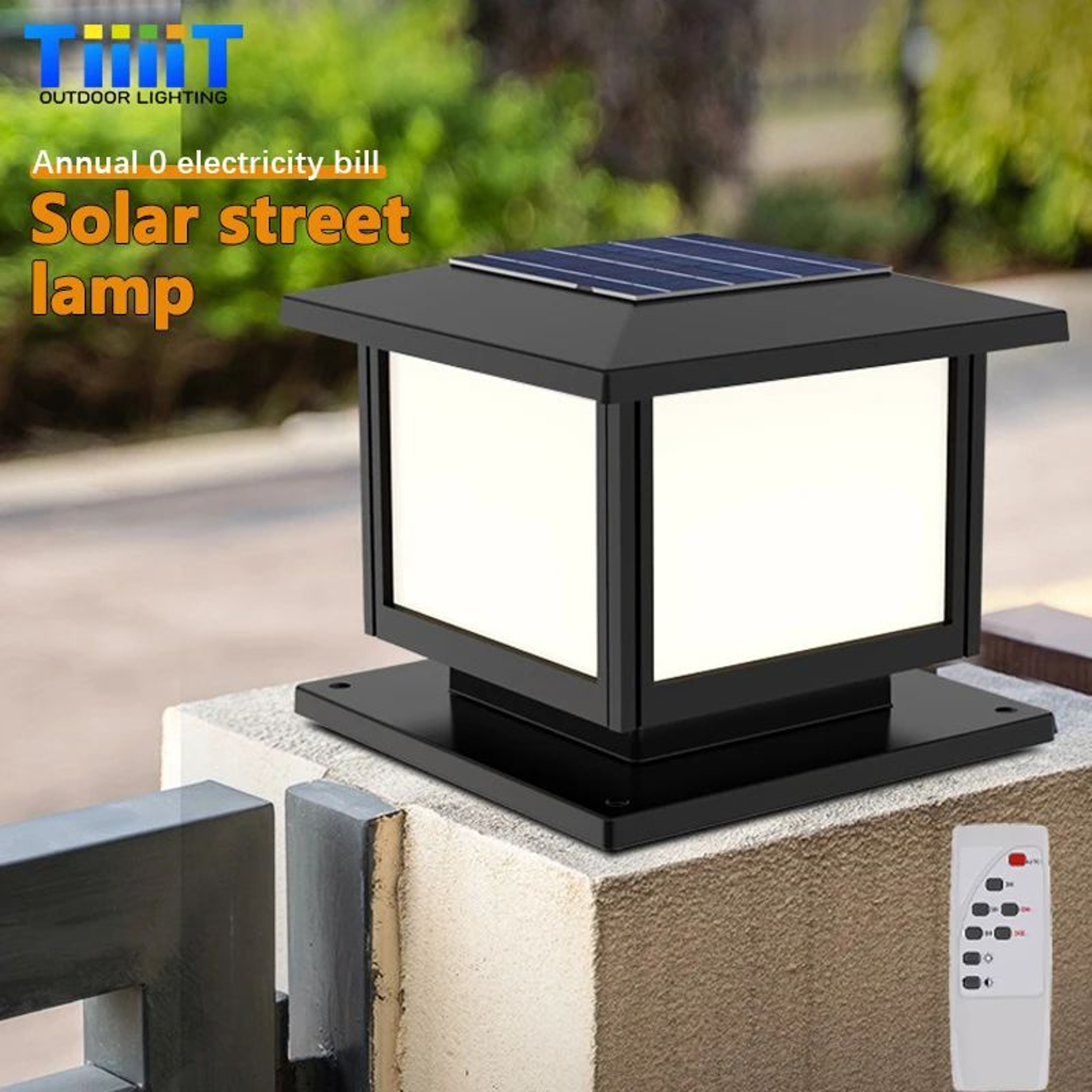 Remote Control Solar Column Light  IP65 Waterproof Outdoor Fence And Garden Light 0