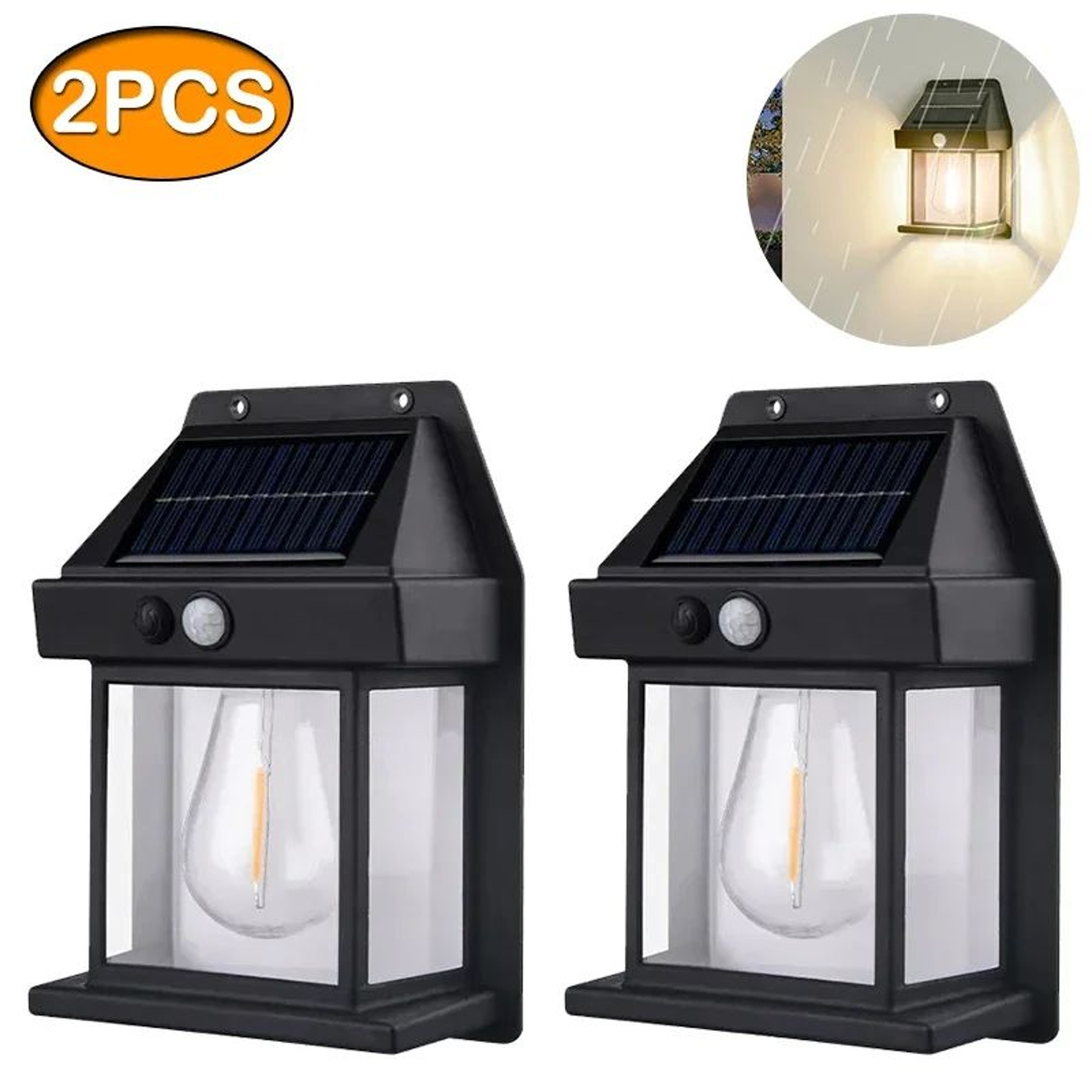 Solar Tungsten Motion Sensor Wall Light  3 Mode Waterproof Outdoor Lantern 7