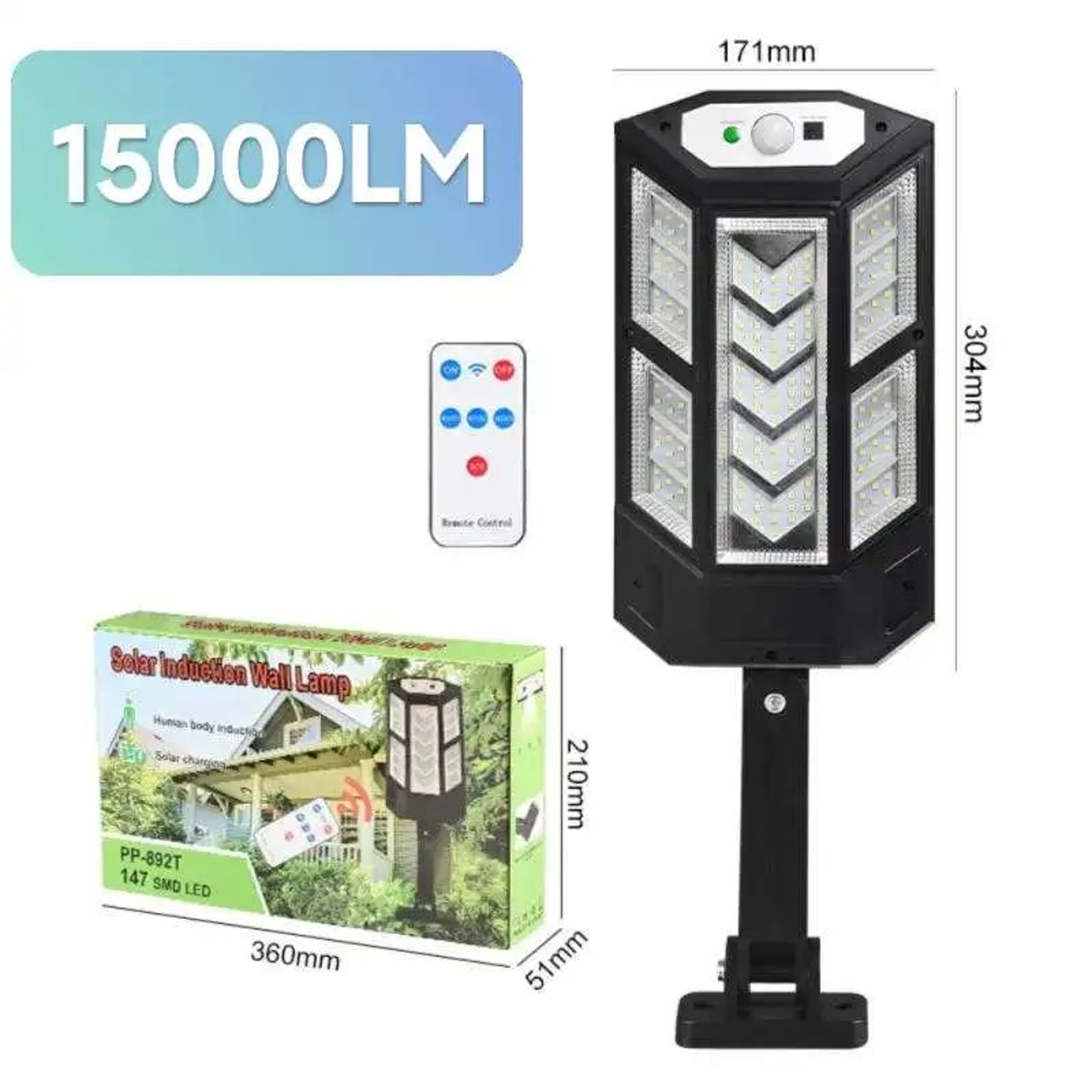600W 20000LM Solar Motion Sensor Street Light With Remote Control 9