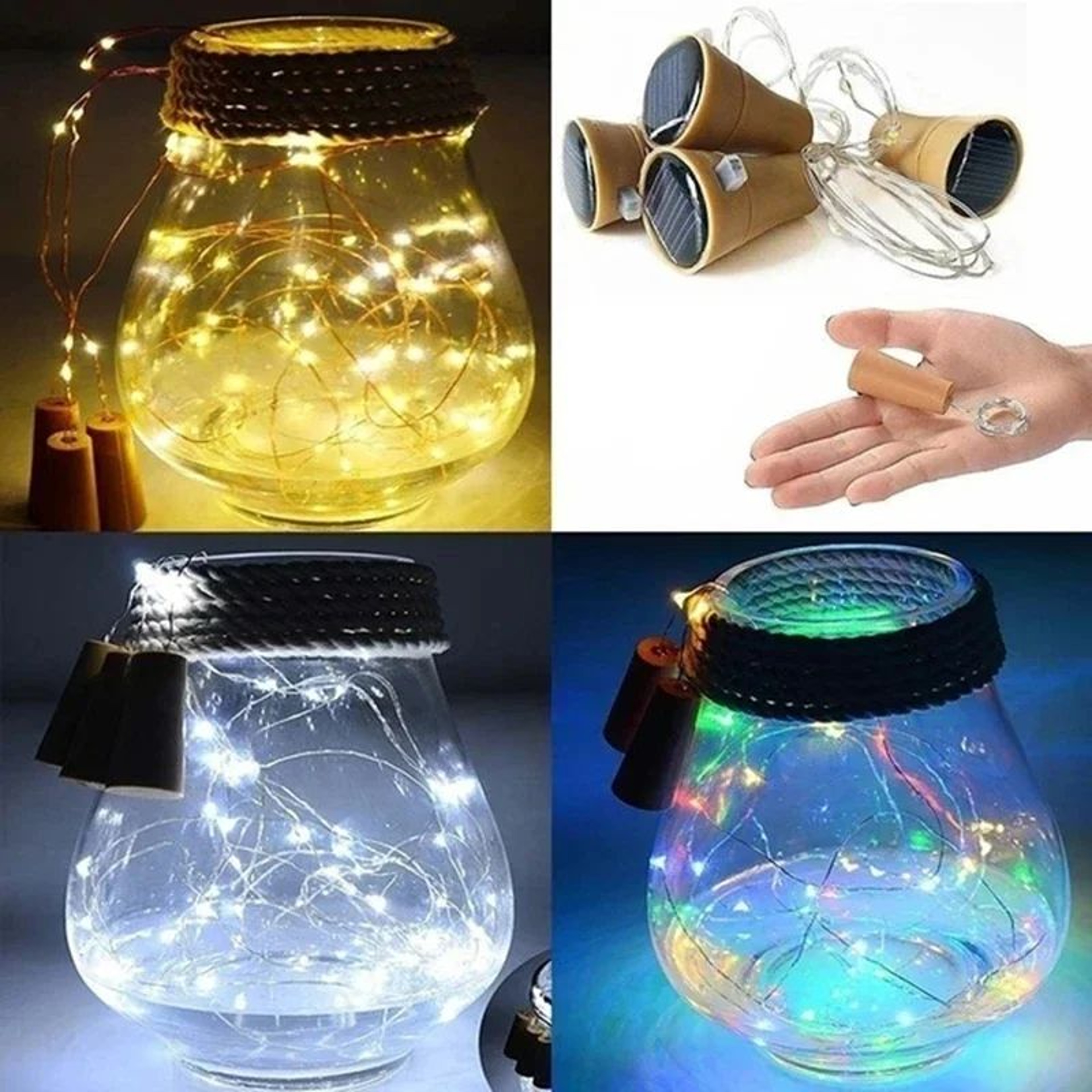 Solar Wine Bottle String Lights 20 LED Waterproof Cork Fairy Lights 5 Or 10PCS 1