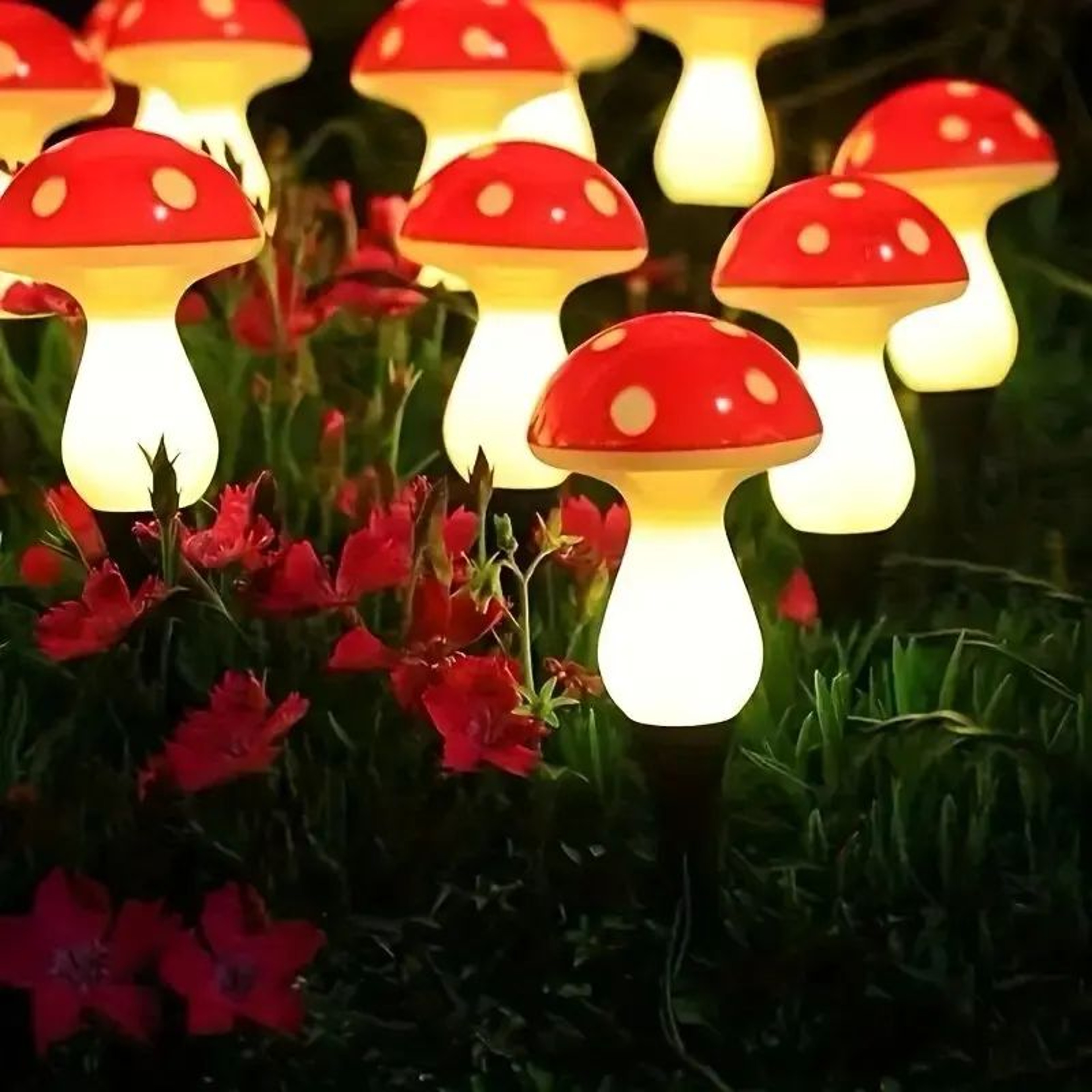 Solar Mushroom Path Lights With 8 Lighting Modes Waterproof LED Garden Decor 3