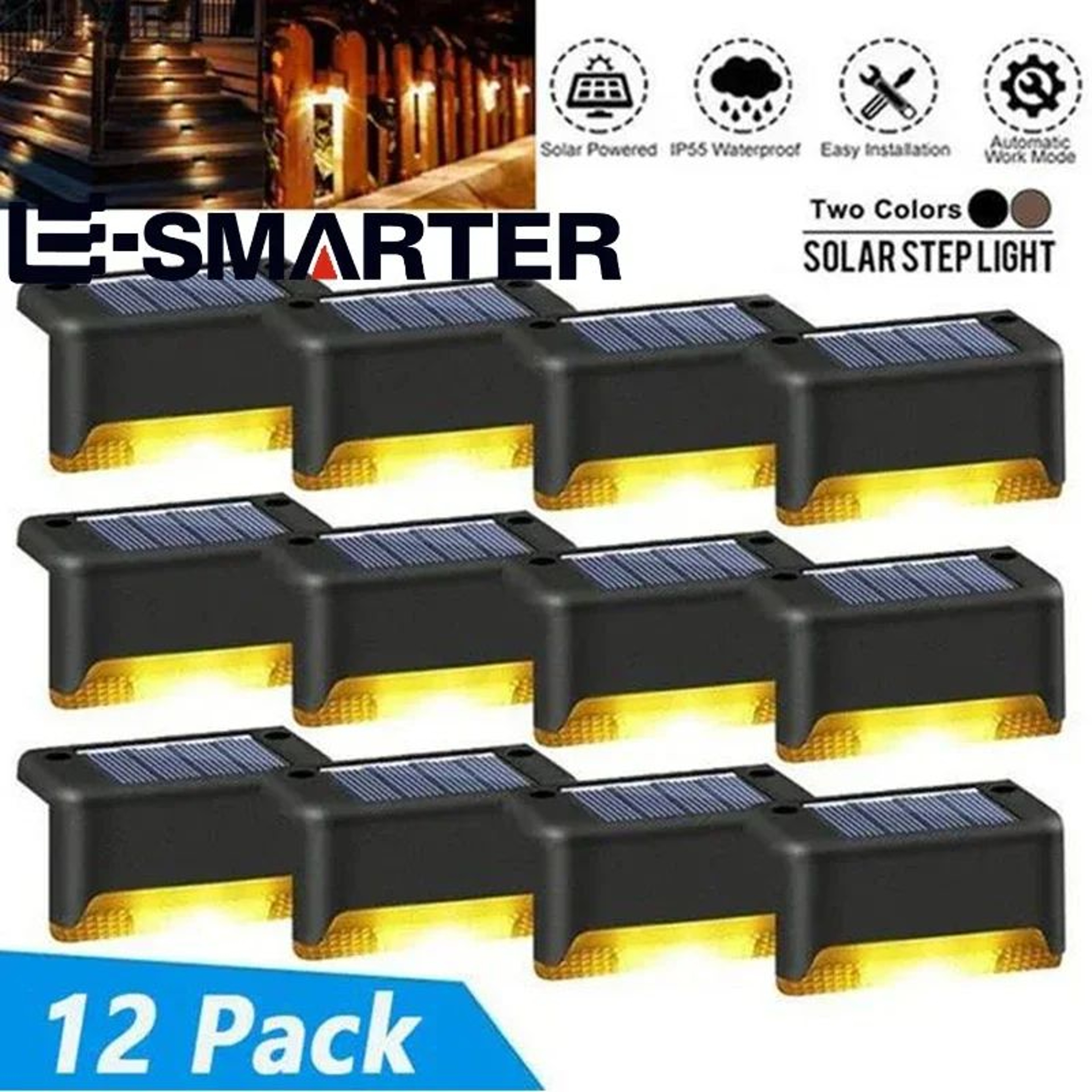 Solar Deck Step Lights  Waterproof Outdoor LED Lights For Stairs Fence And Pathway 0