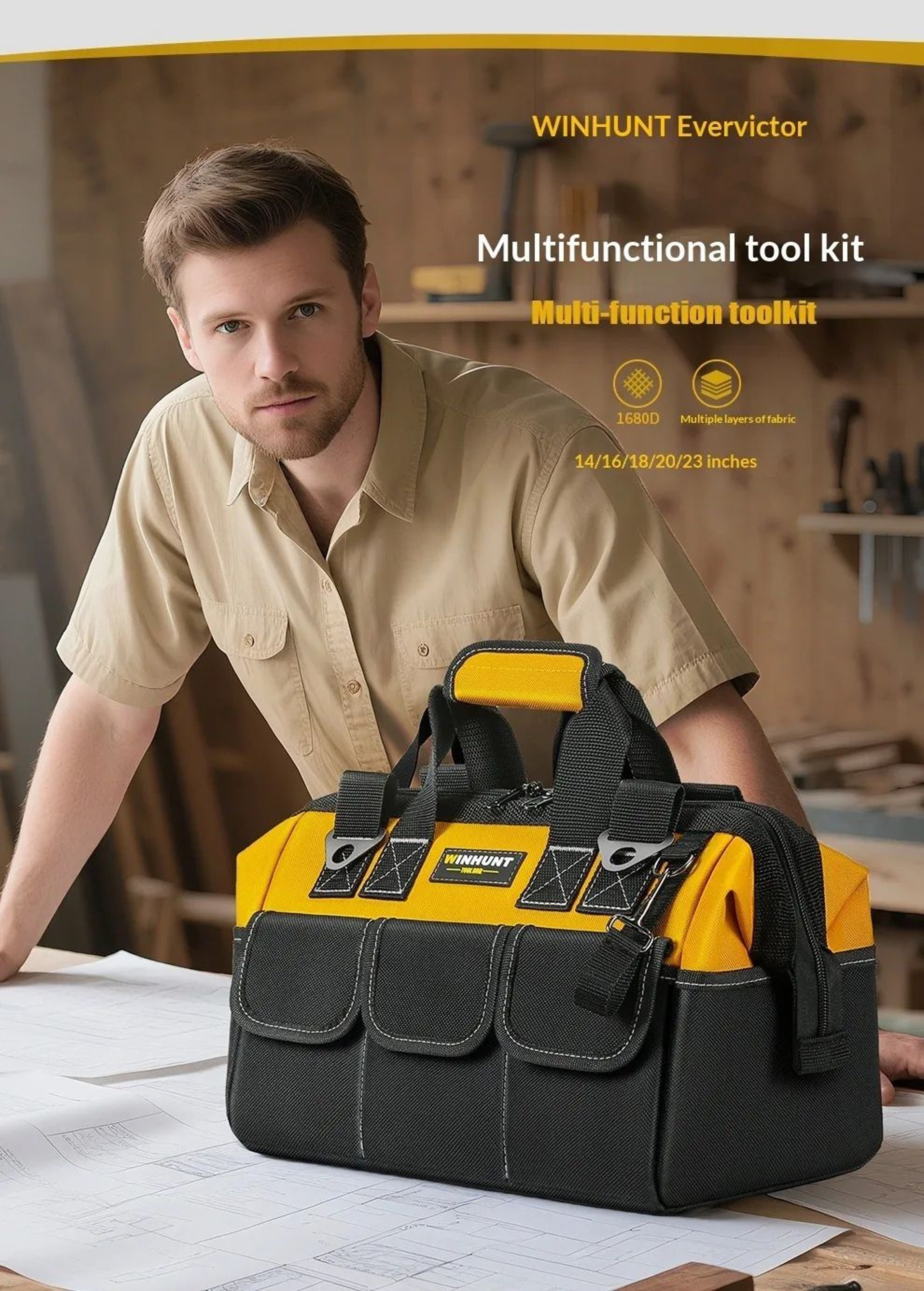 Heavy Duty MultiPocket Tool Bag With Reinforced Bottom For Electricians And DIY 5