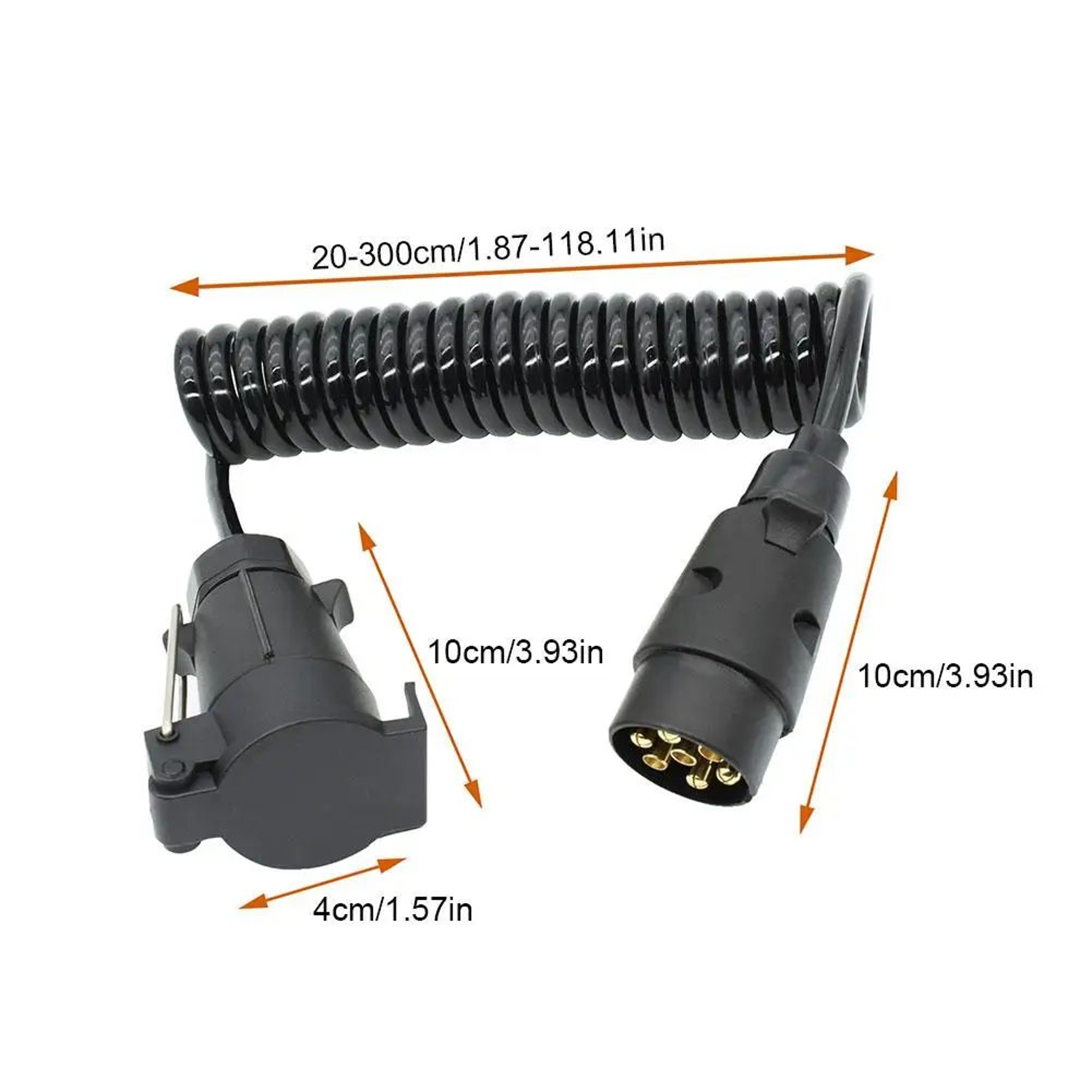 2M 7 Pin Trailer Light Extension Cable Male To Female Coiled Lead 5
