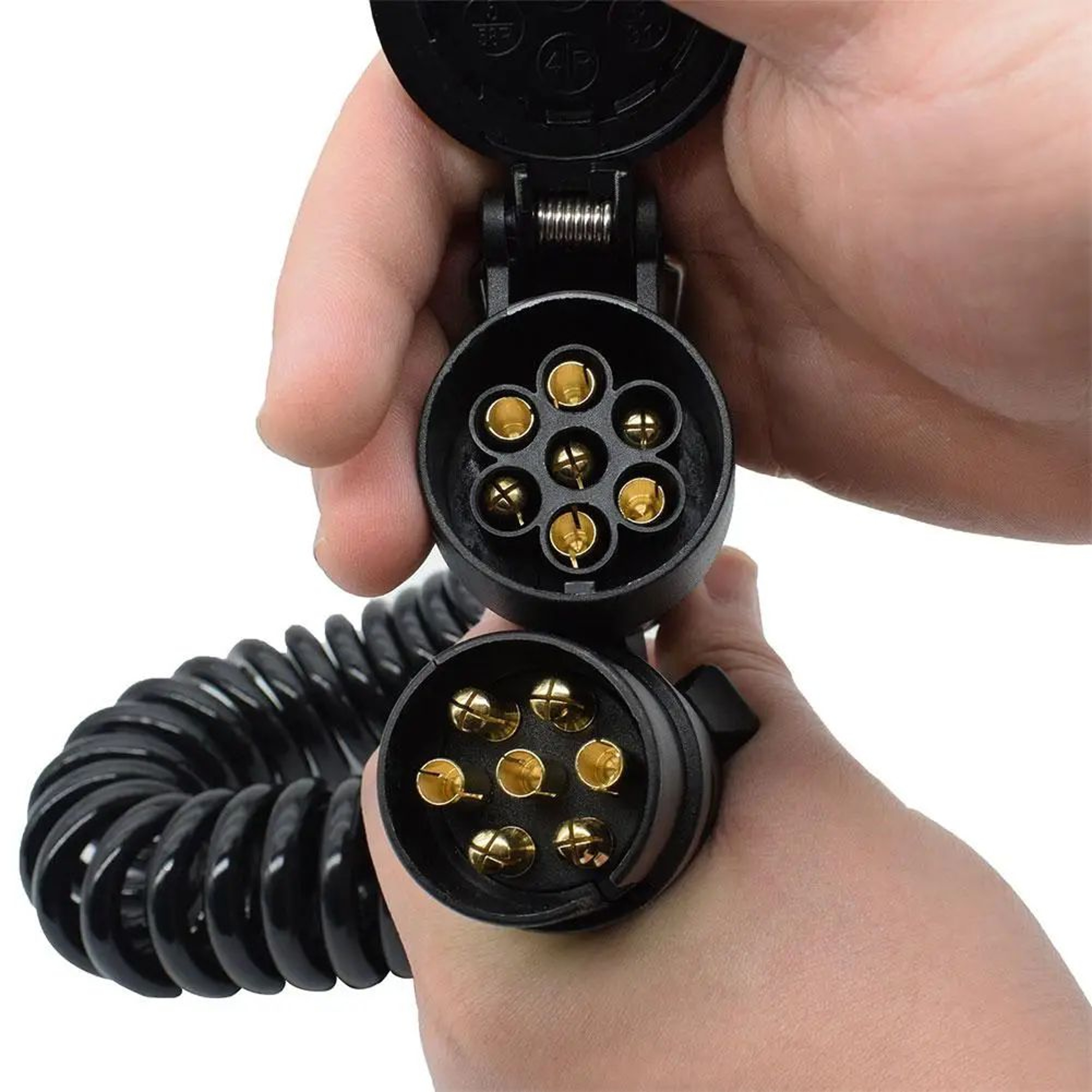 2M 7 Pin Trailer Light Extension Cable Male To Female Coiled Lead 2