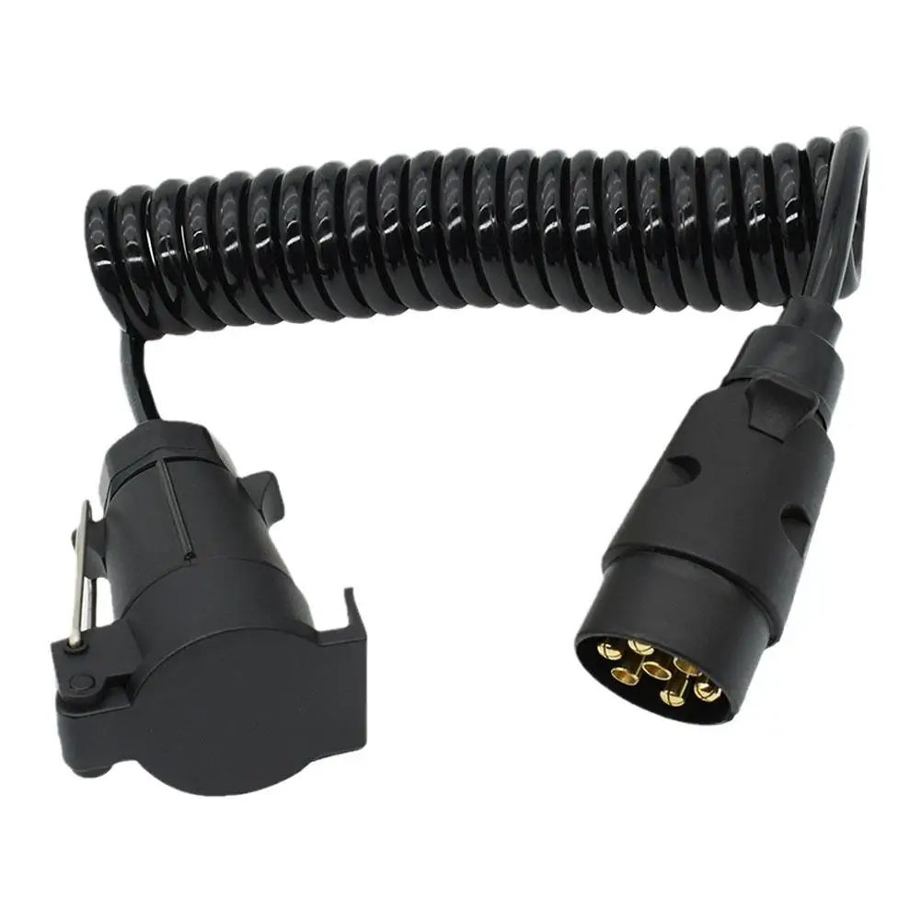 2M 7 Pin Trailer Light Extension Cable Male To Female Coiled Lead 9