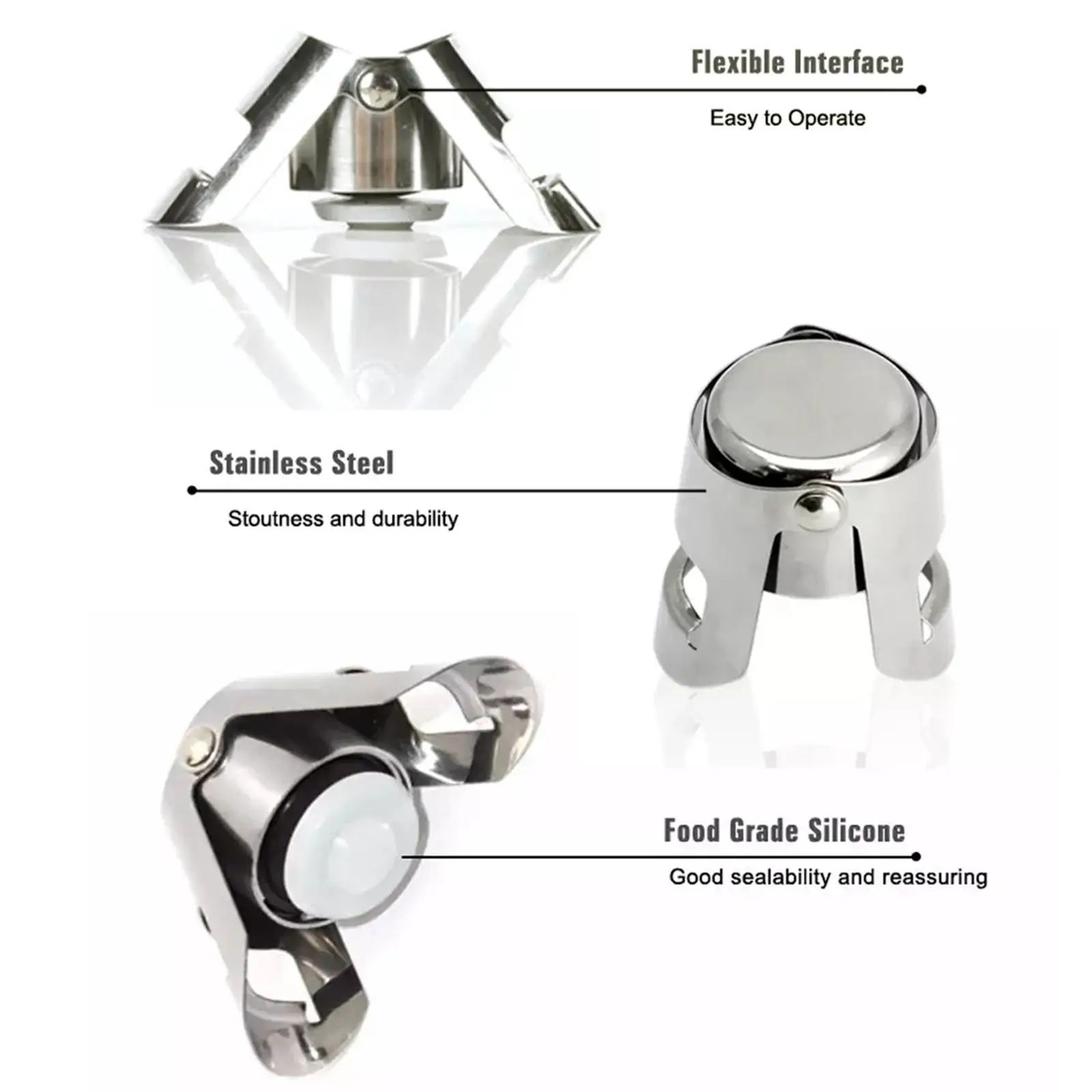Stainless Steel Champagne Bottle Stopper Sparkling Wine Sealer 3