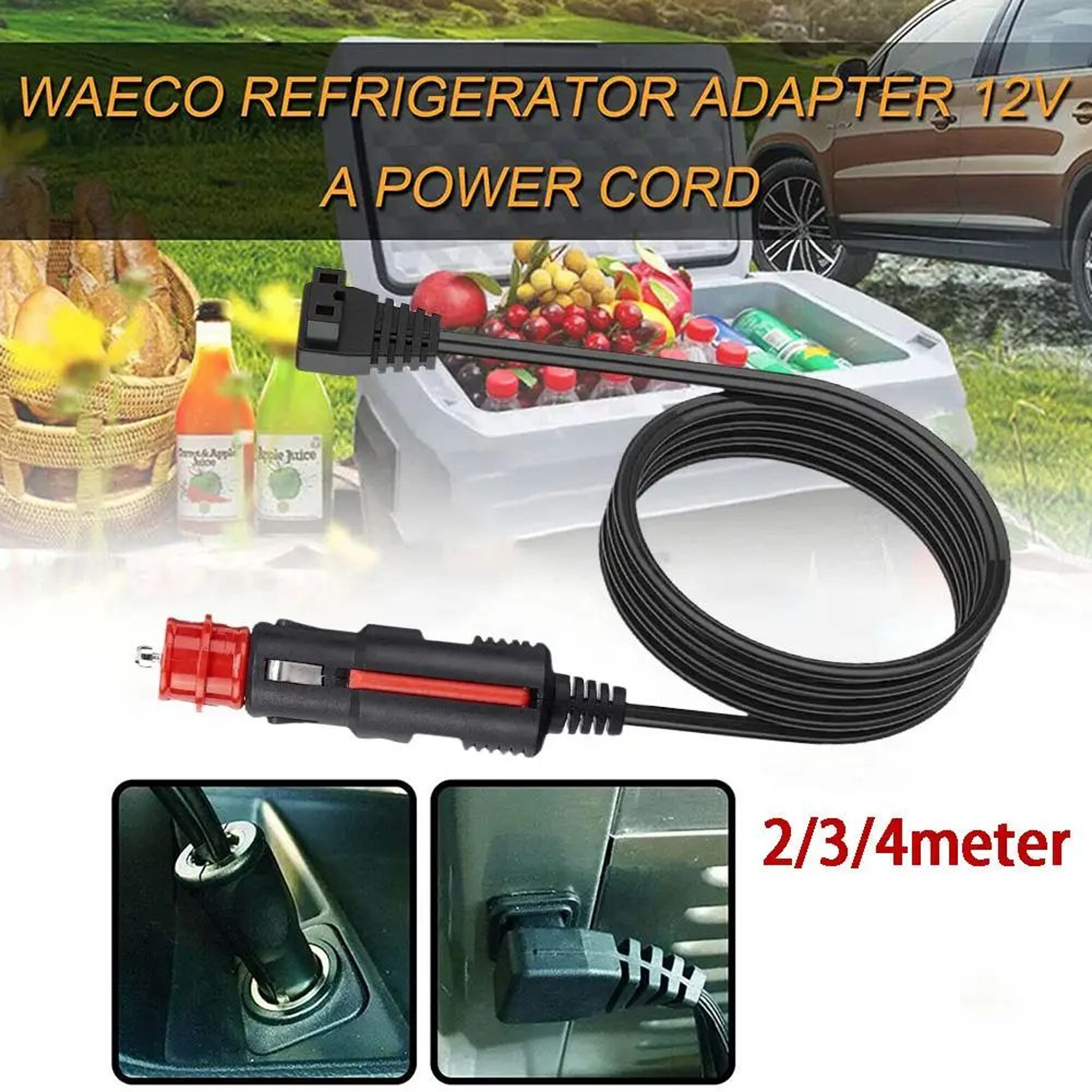 12A Car Refrigerator Power Cable  12V Cigarette Lighter Fridge Extension Cord 5