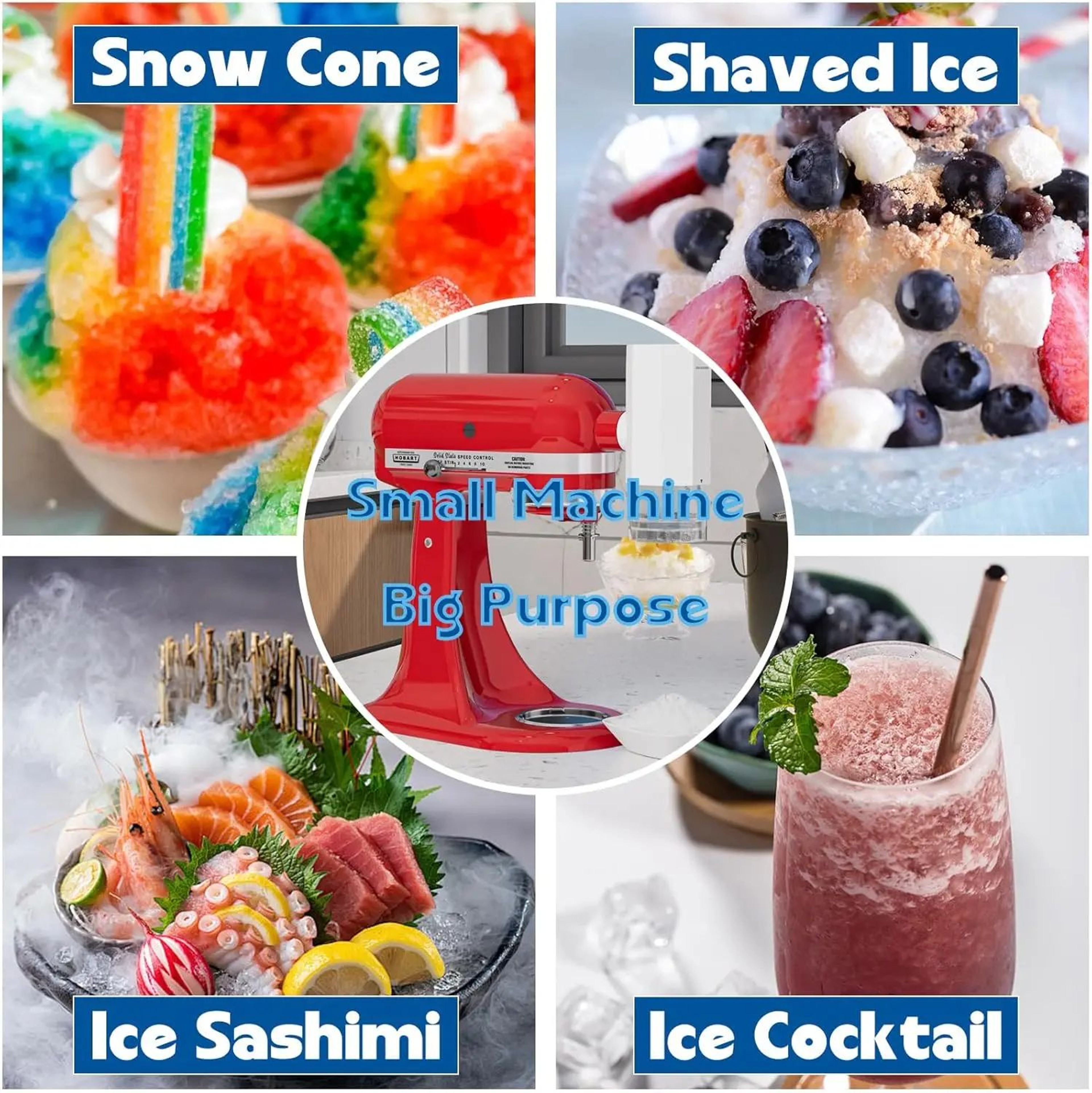 Shaved Ice Attachment For KitchenAid Stand Mixer With 8 Ice Molds And Stainless Steel Blade 1