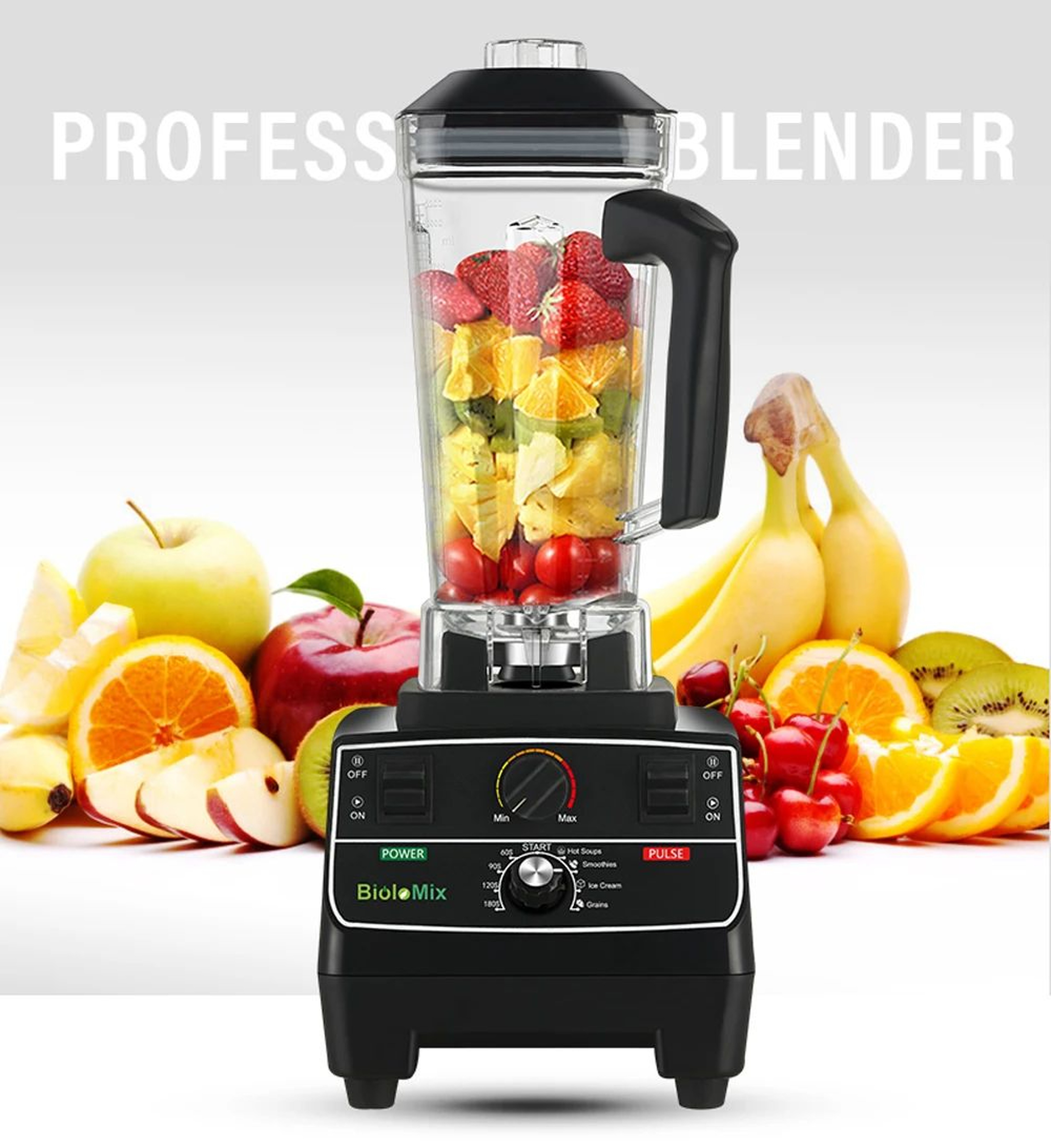 BioloMix 2200W Professional Blender With Smart Timer And 2L BPAFree Jar 1