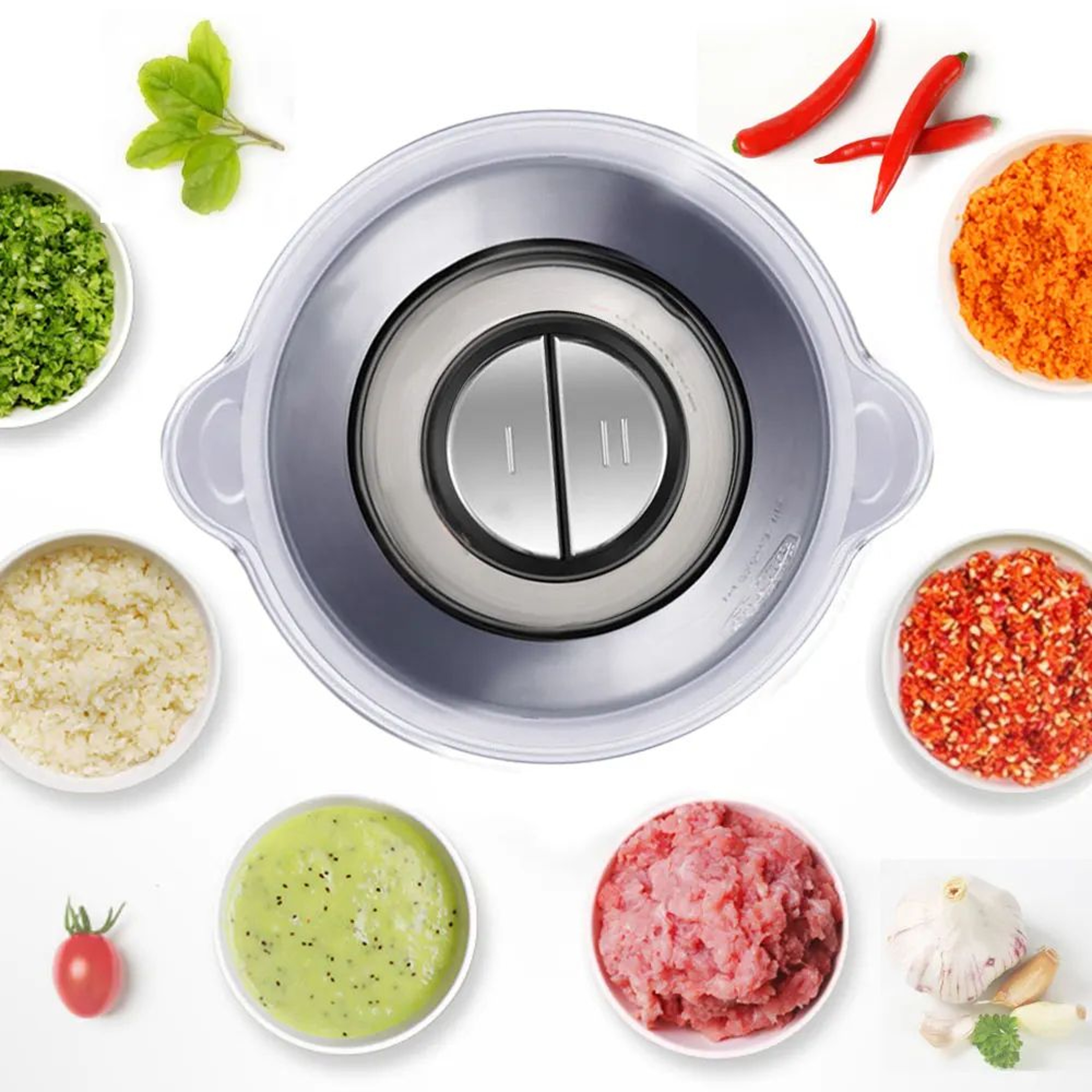 BioloMix 500W 2L Electric Food Chopper And Meat Grinder With 2 Speeds 2