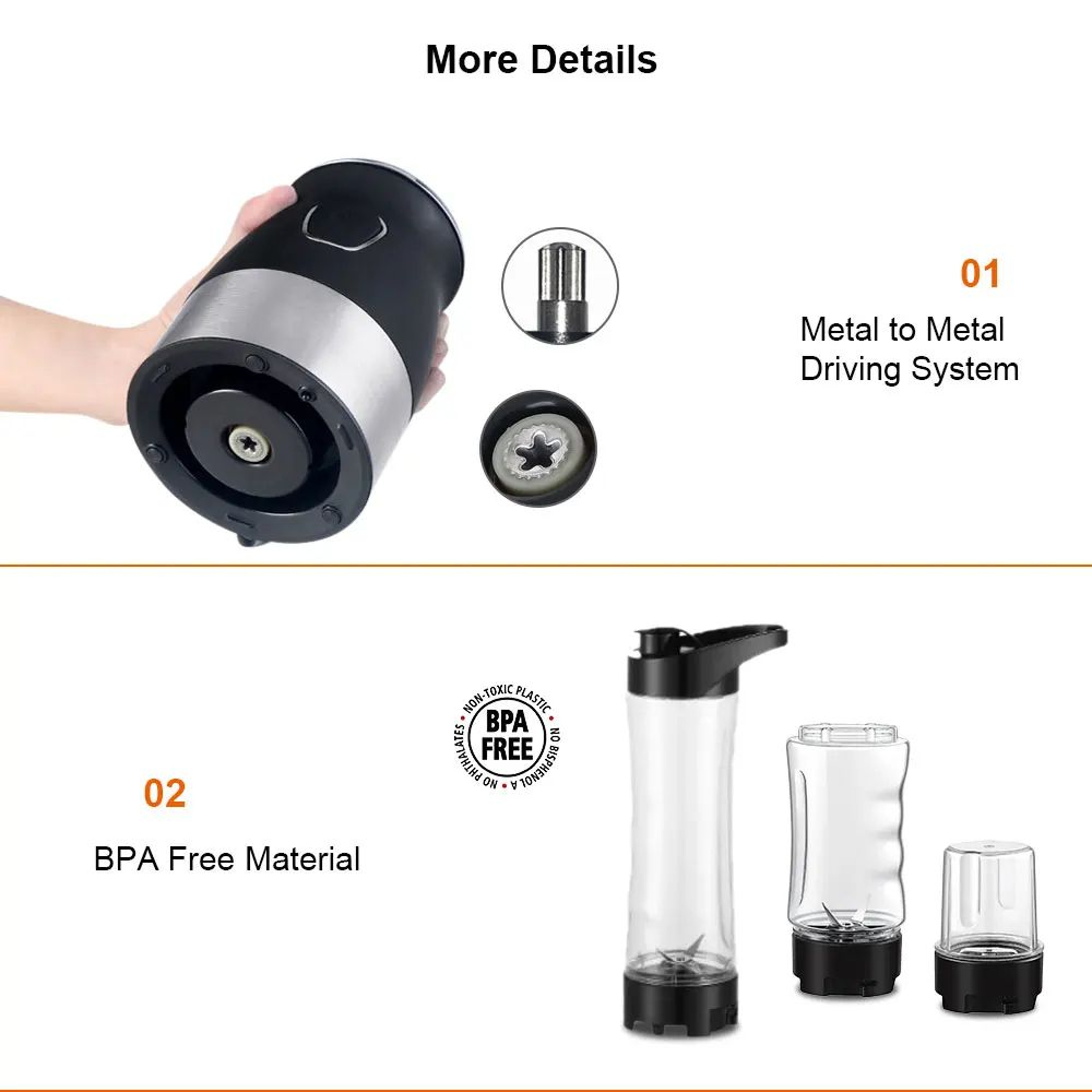 500W Personal Blender And Food Processor With 600ml Bottle And Chopper 3
