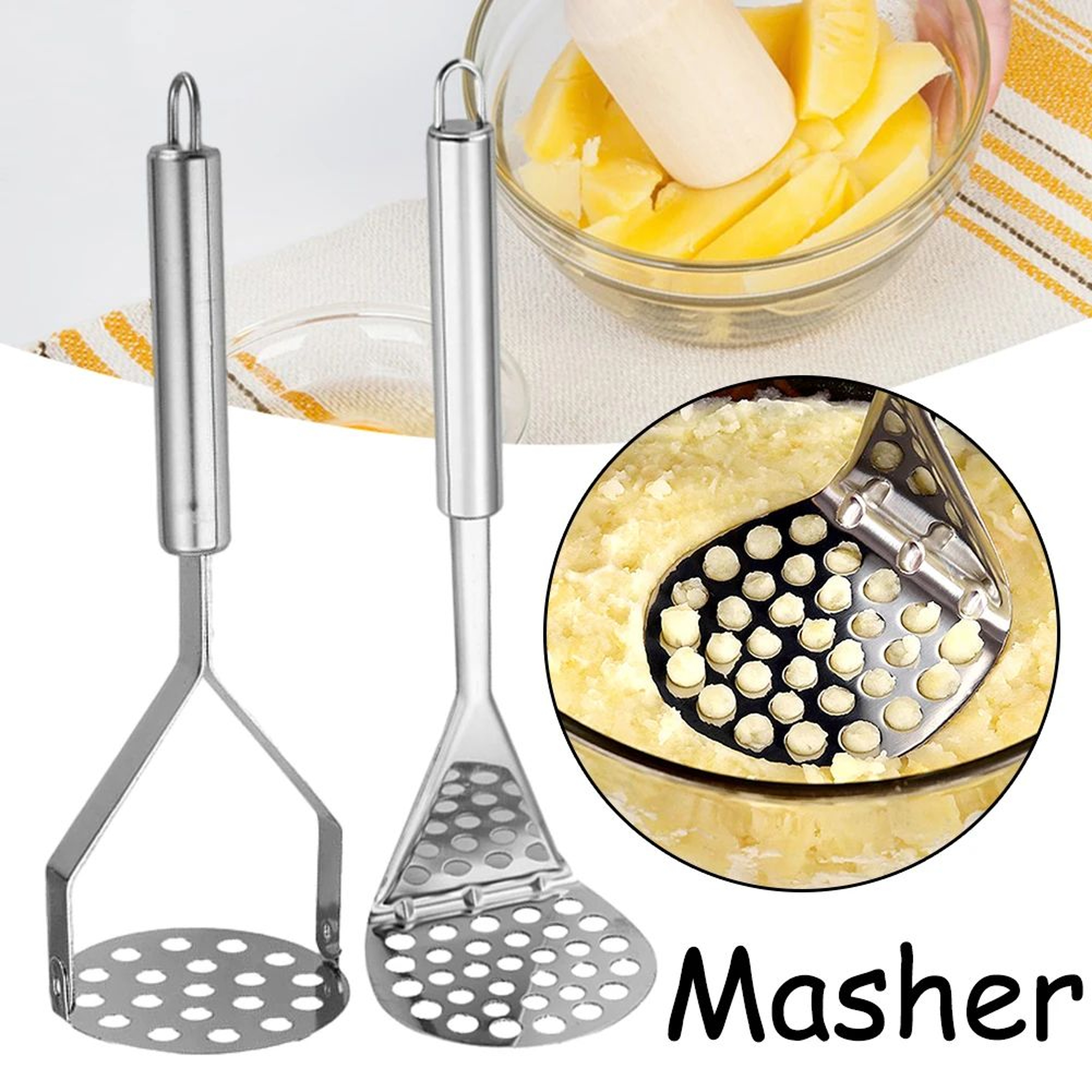 Stainless Steel Potato Masher Manual Vegetable Press For Smooth Mashing 2