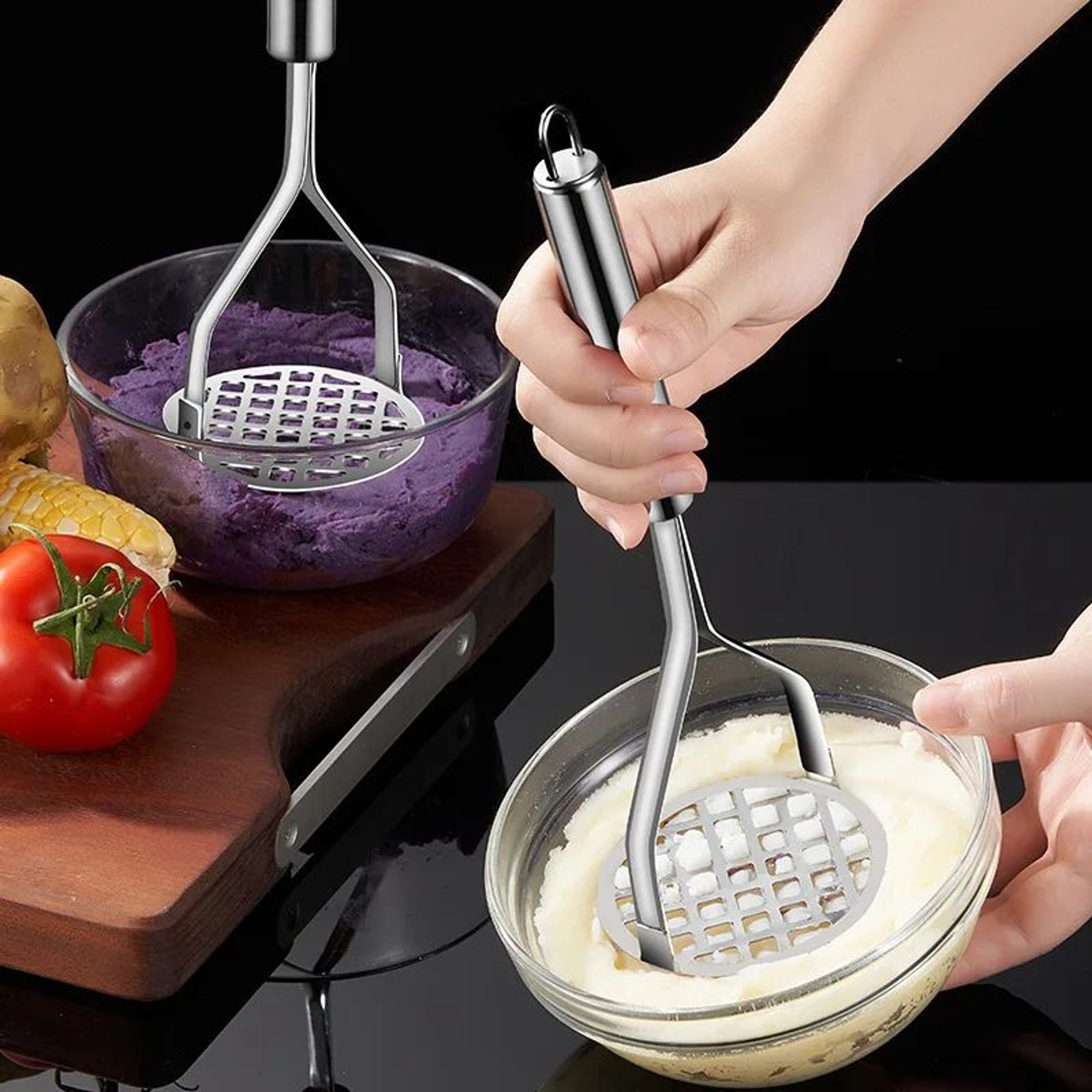 Stainless Steel Potato Masher Manual Vegetable Press For Smooth Mashing 0