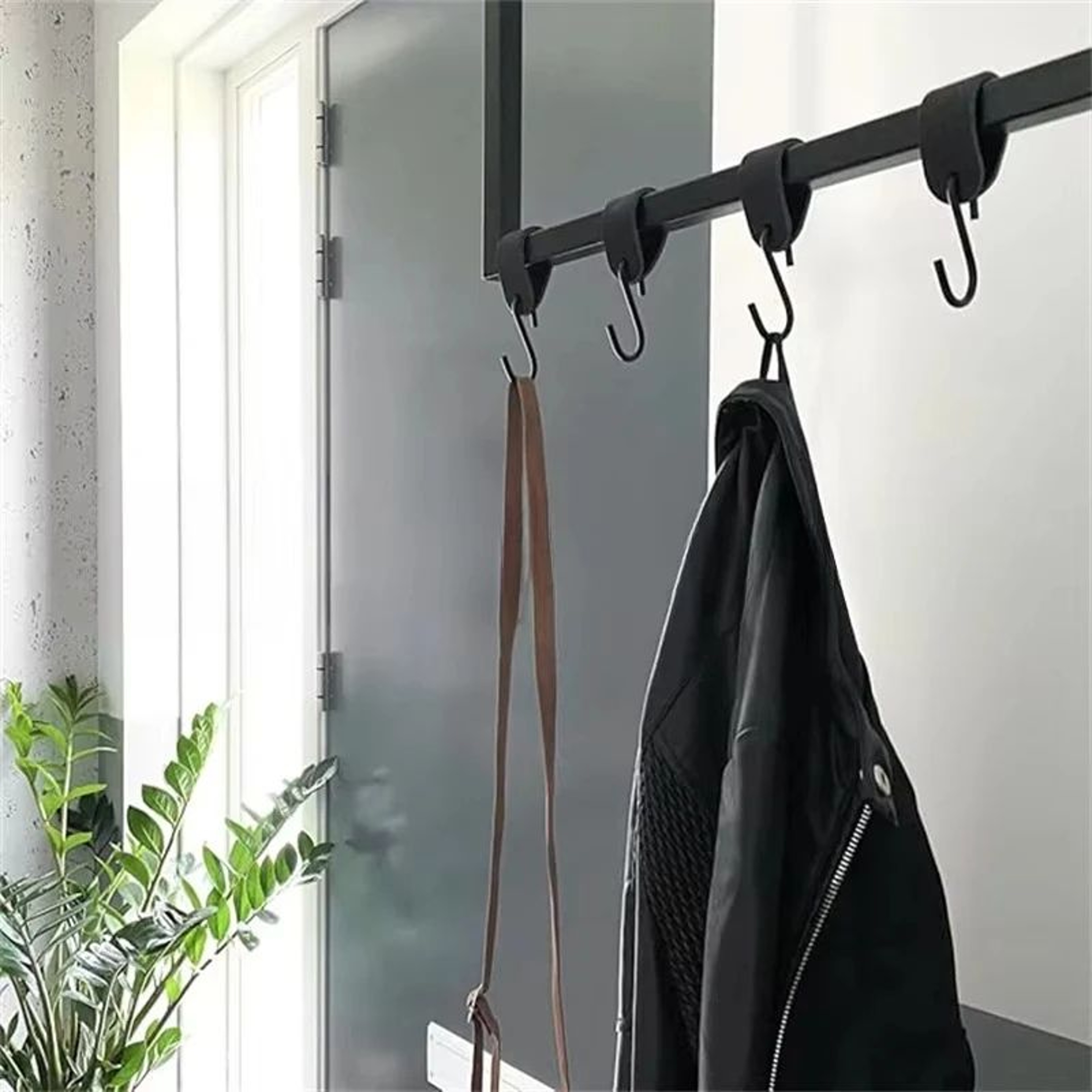 Black Metal S Hooks With Leather Loops For Hanging And Storage 120PCS 3