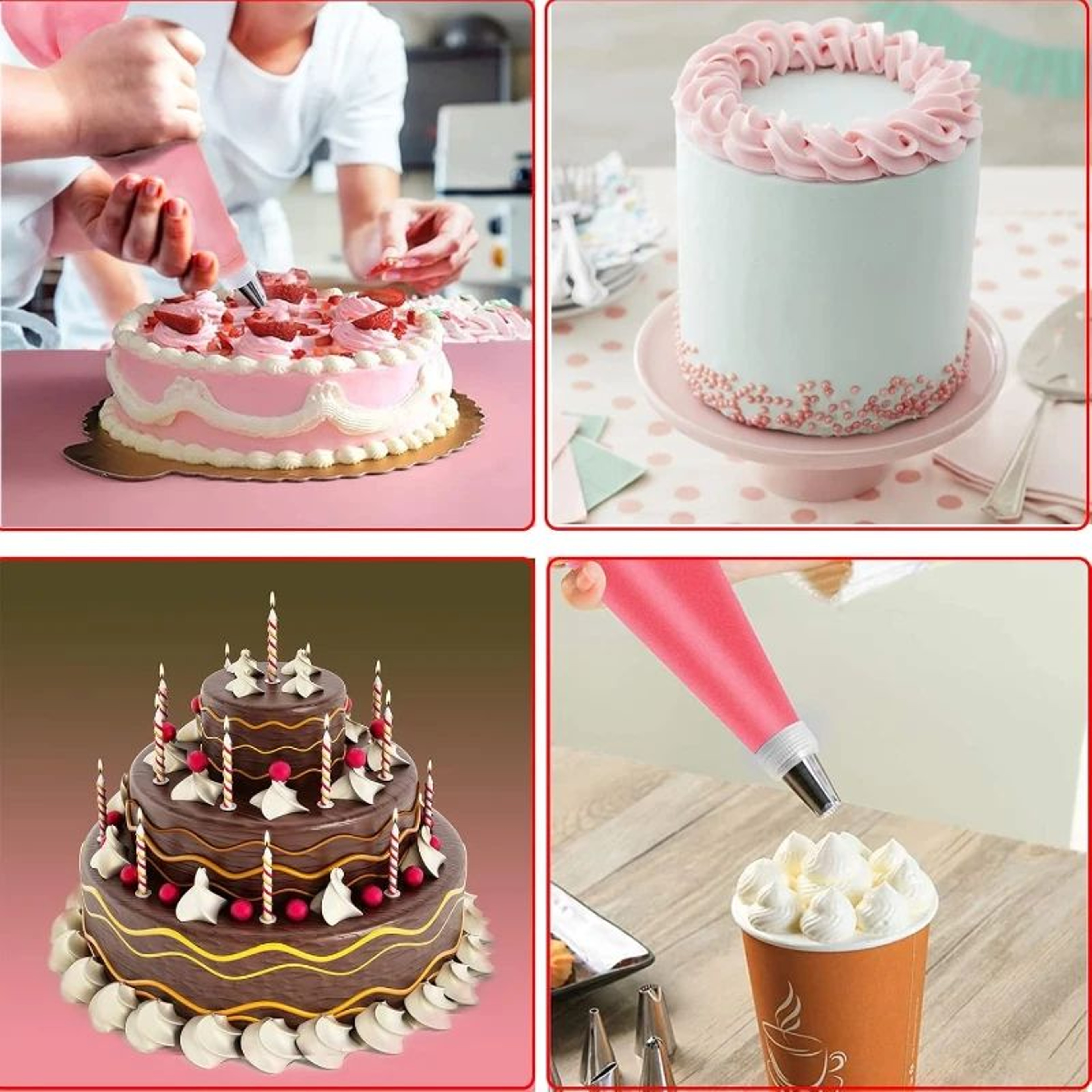 Reusable Silicone Piping Bag Set With Stainless Steel Icing Nozzles 5
