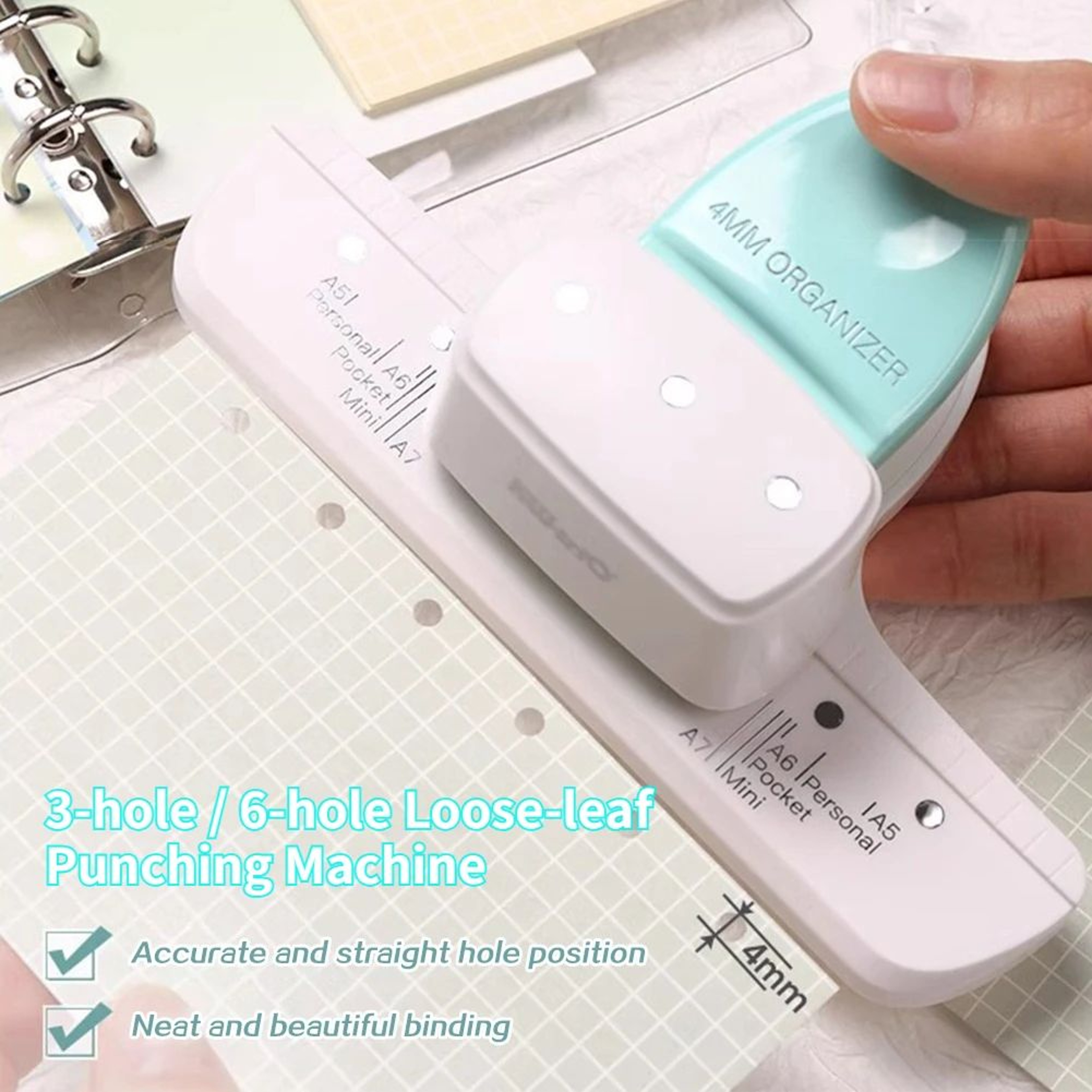 Adjustable 36Hole Paper Puncher 4mm For A5 A6 A7 Planners And Notebooks 0