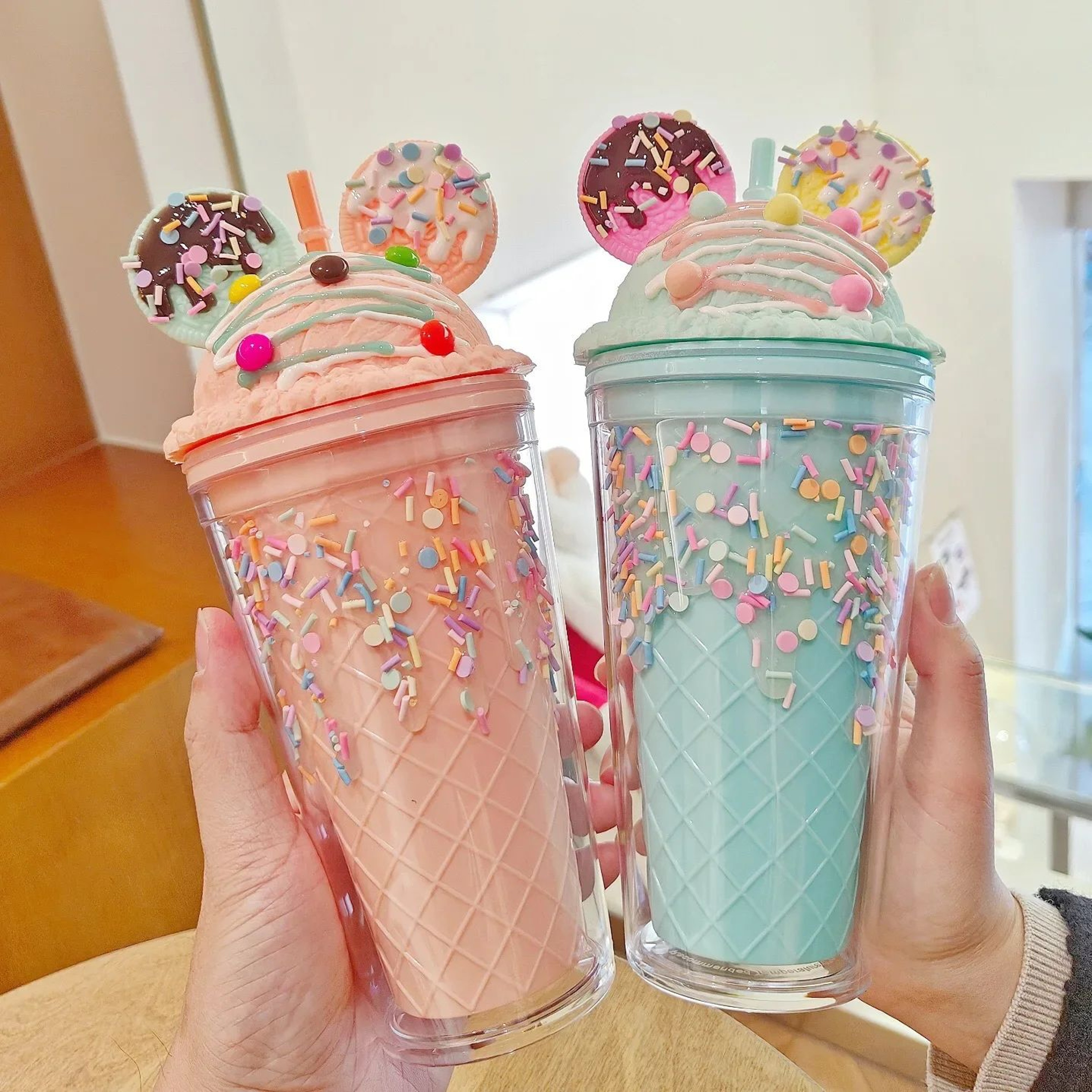 450ml Sparkle Sequin Water Bottle With Straw BPA Free Double Wall Tumbler 1