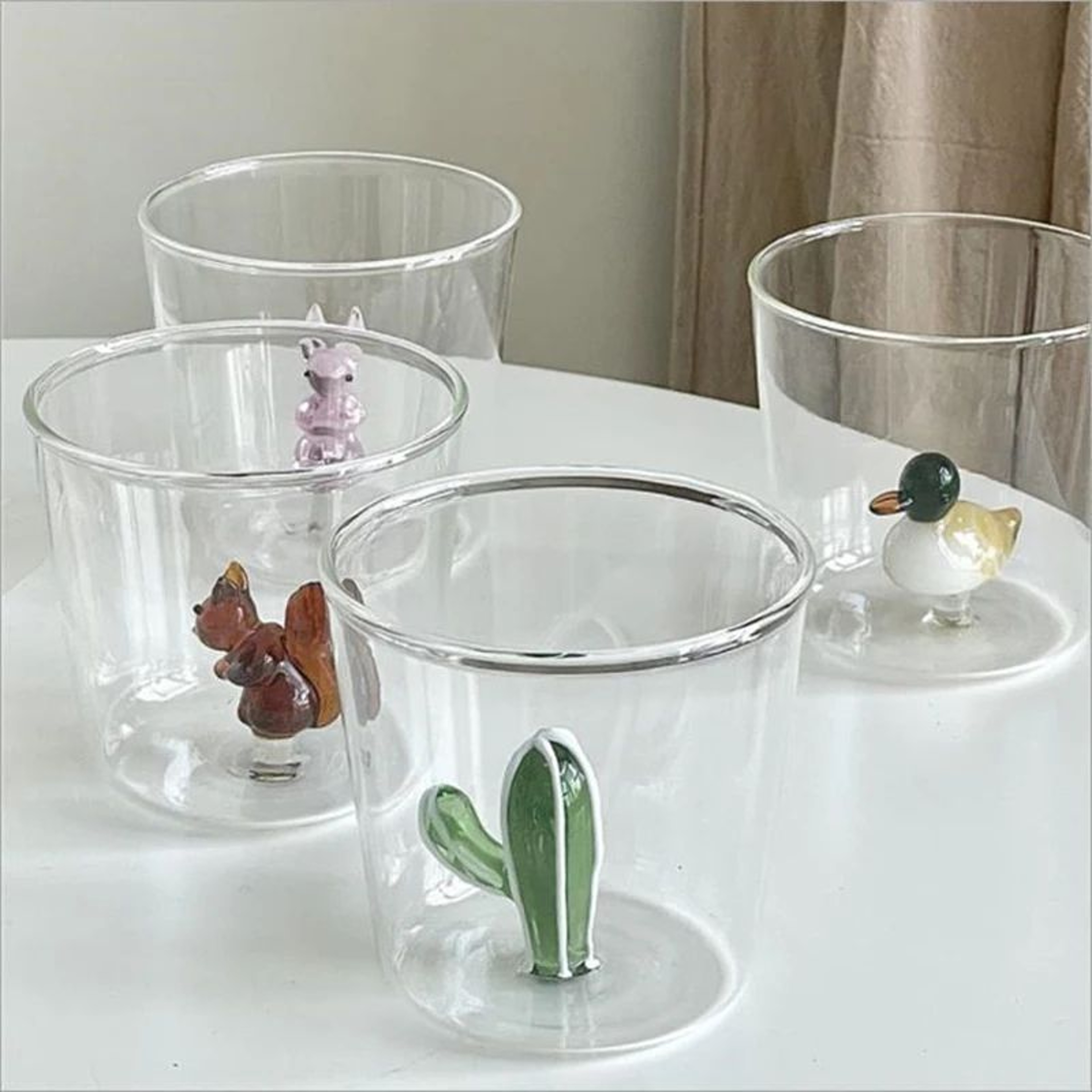 3D Handmade Bubble Glass Cup With Animal And Plant Design 0