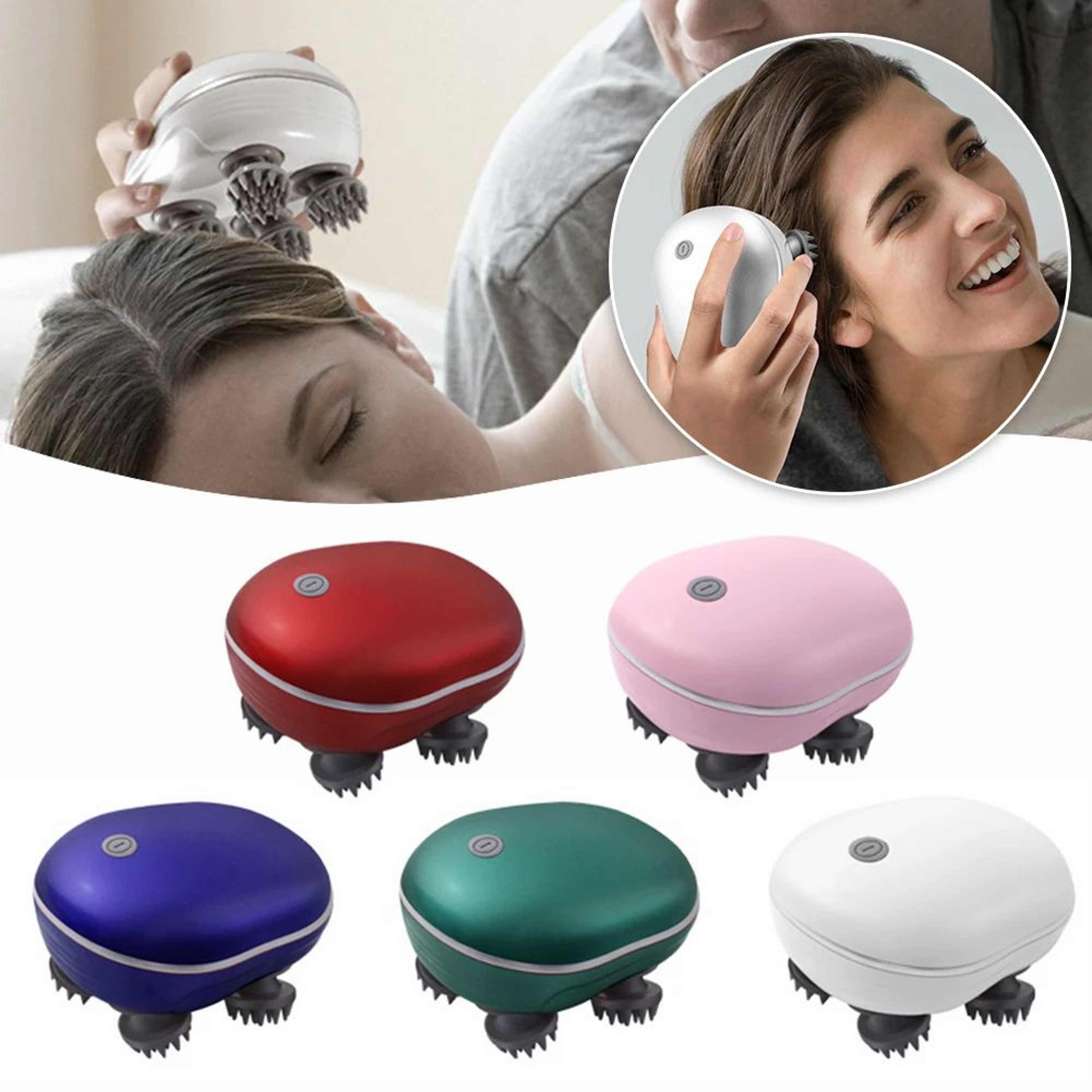 Electric Scalp Massager With 4 Rotating Heads For Head And Body Relaxation 0