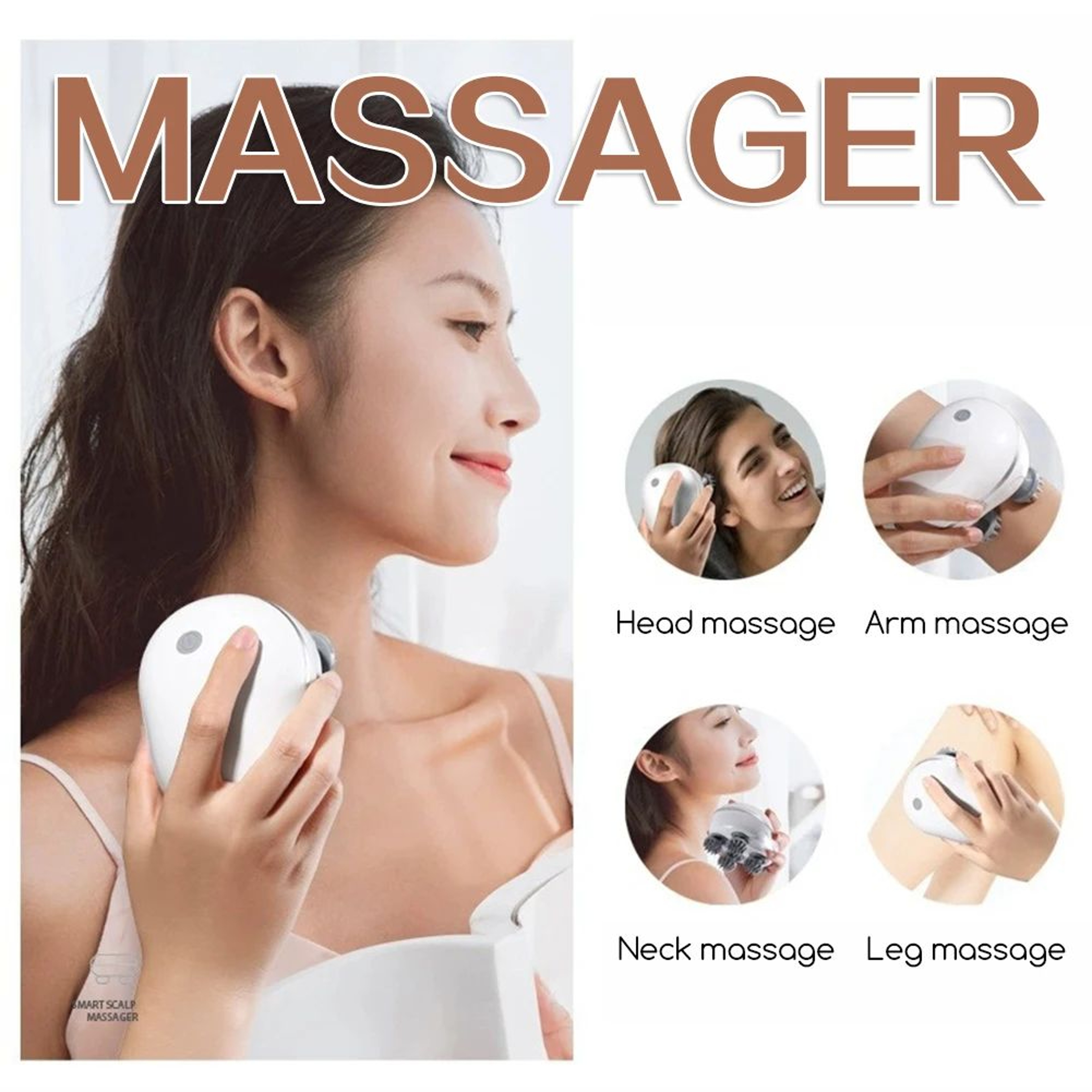 Electric Scalp Massager With 4 Rotating Heads For Head And Body Relaxation 2