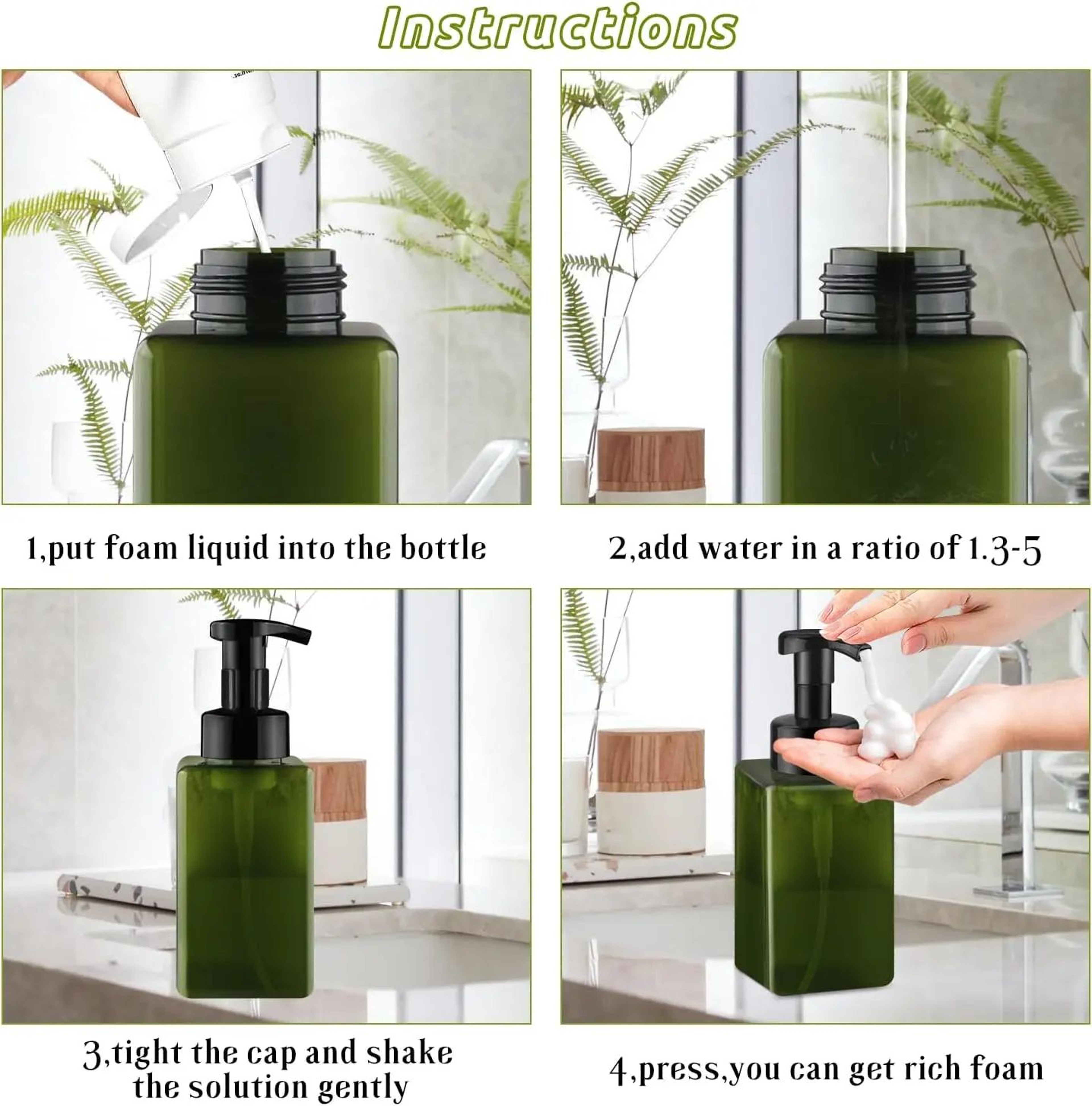 450ml 15oz Refillable Foaming Hand Soap Dispenser Pump Bottle 1