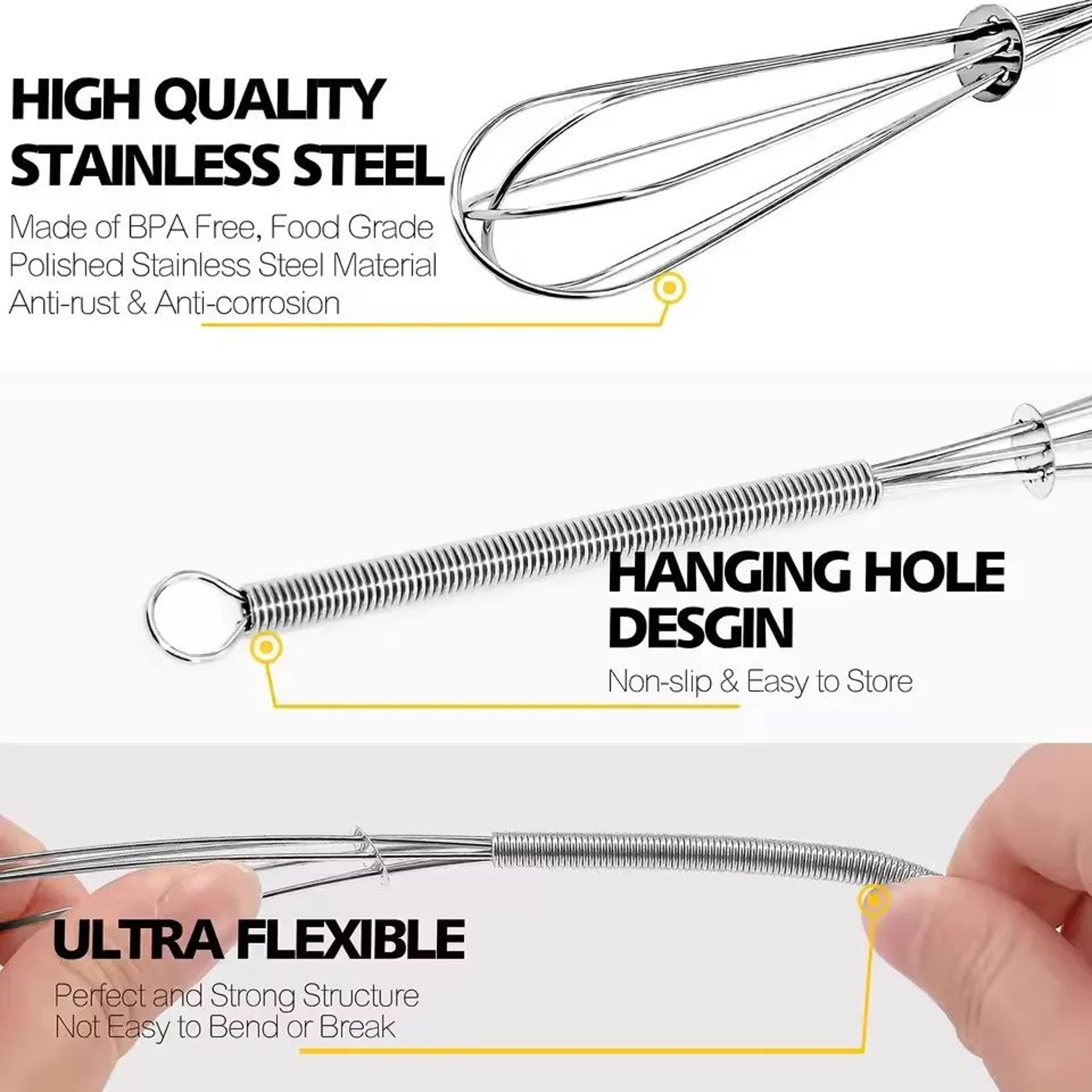 Stainless Steel Mini Manual Egg Whisk For Cooking And Baking 3