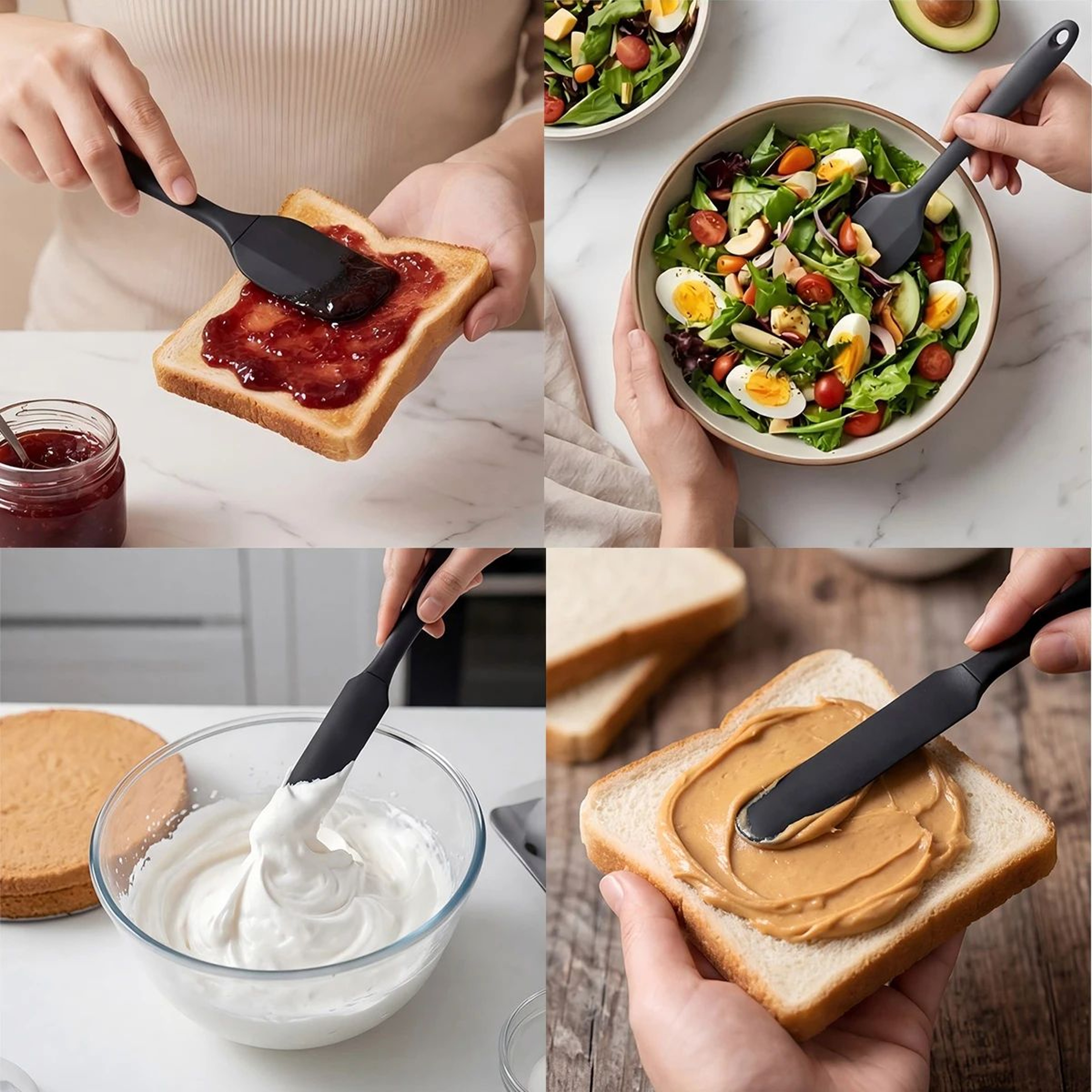 6Piece Heat Resistant Silicone Spatula Set For Cooking Baking And Mixing 3