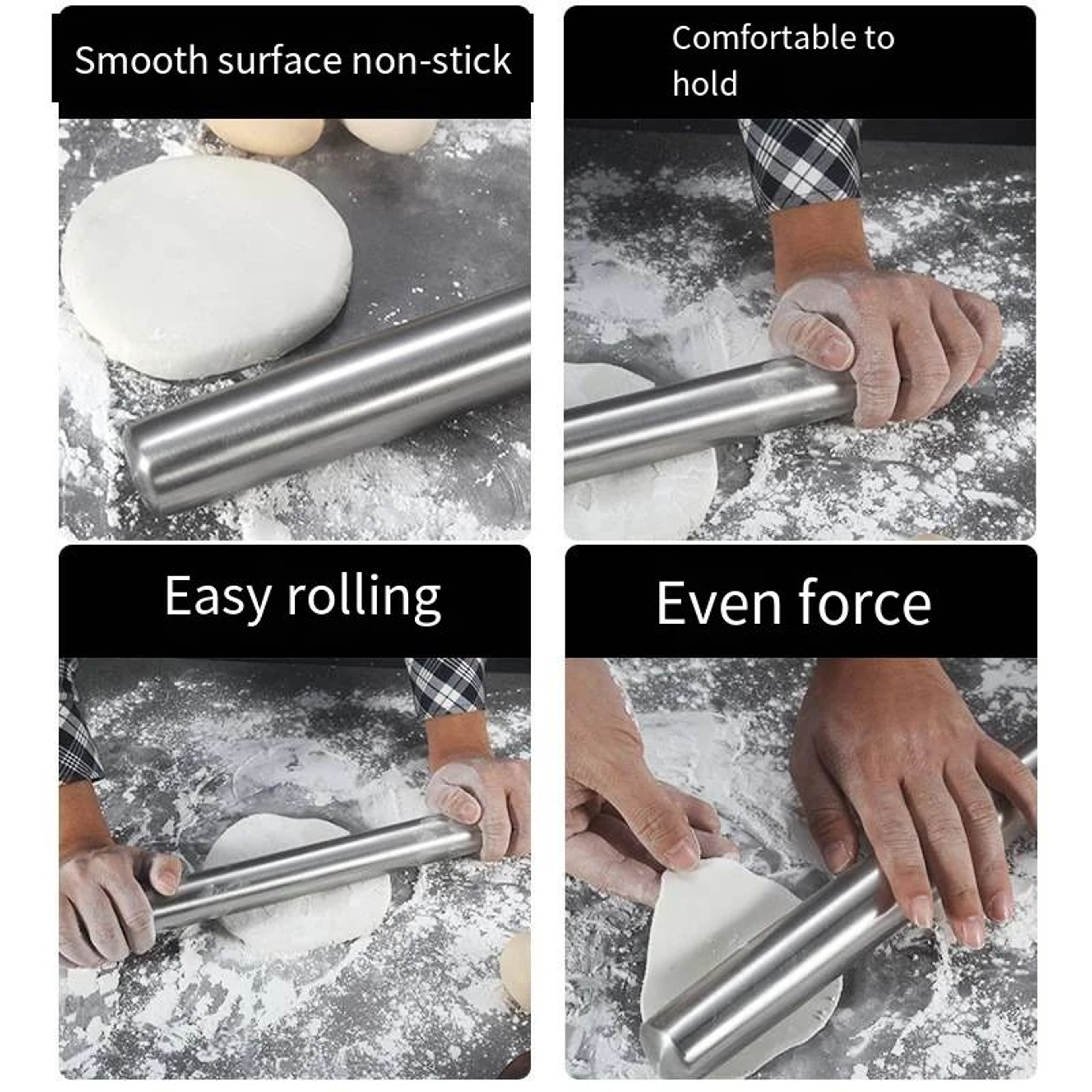 40cm Stainless Steel French Rolling Pin For Pastry Pizza And Cookie Dough 1