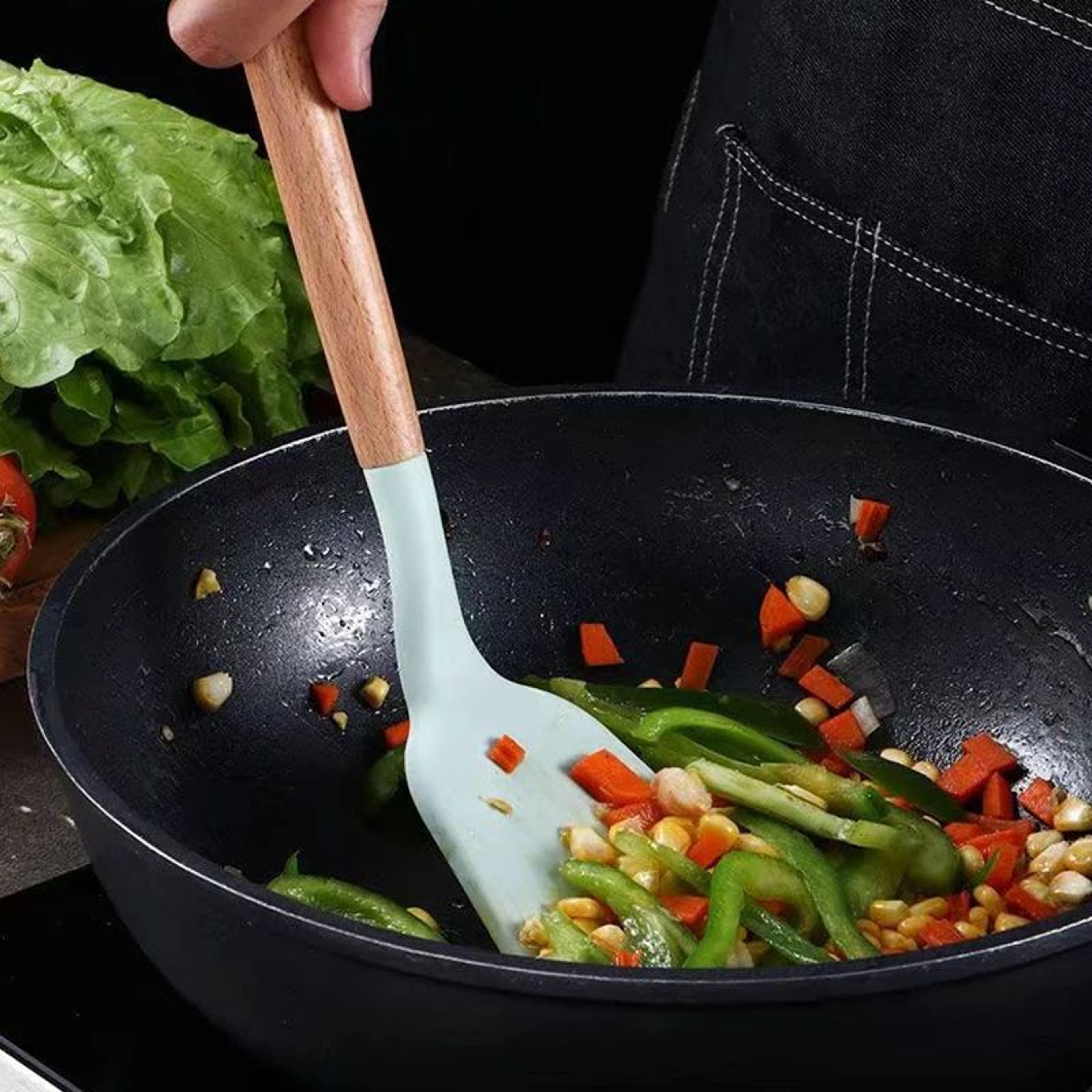 Wide Silicone Spatula Turner For NonStick Cooking Pizza Eggs And Pancakes 3