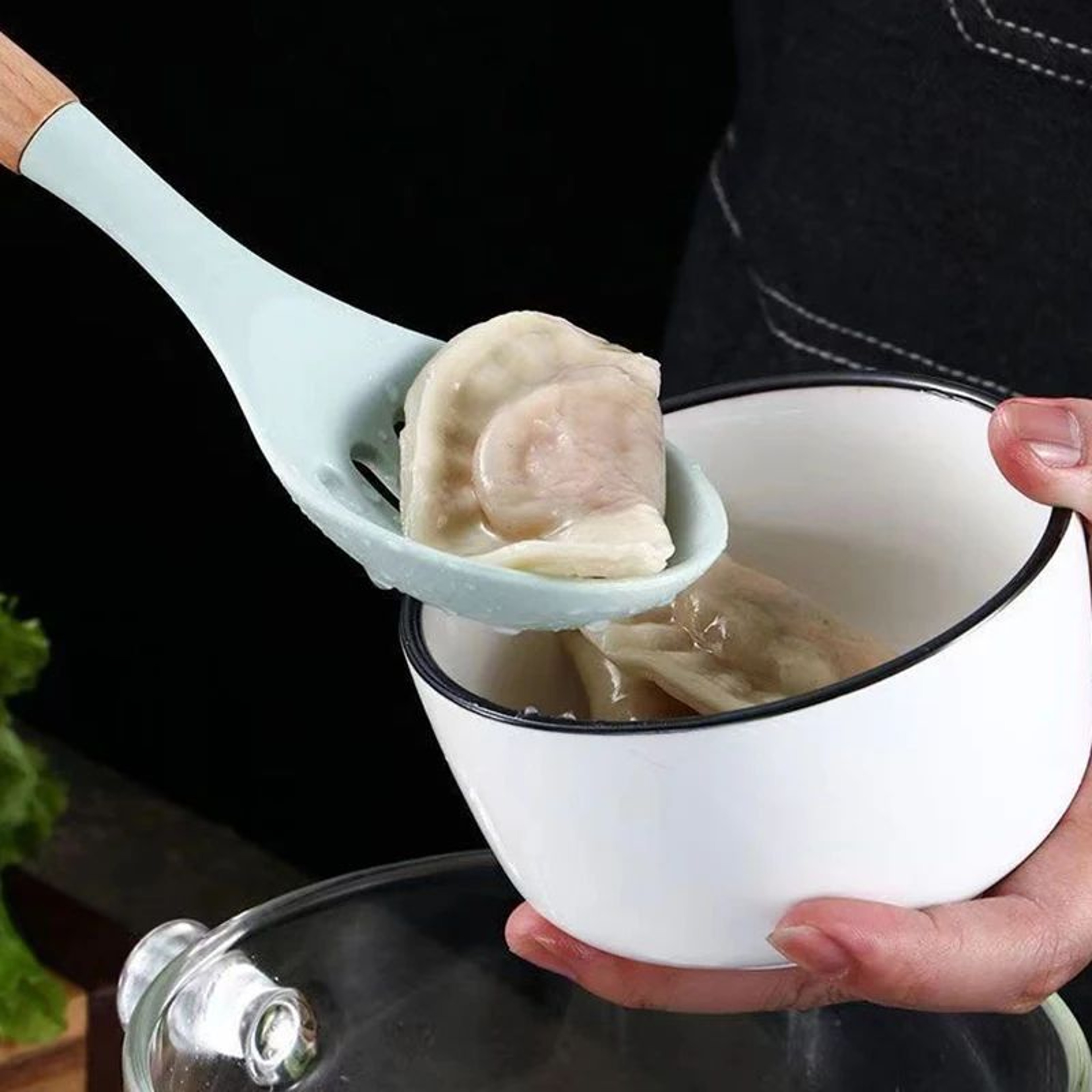 Silicone Skimmer Slotted Serving Spoon For Draining Cooking And Serving 5