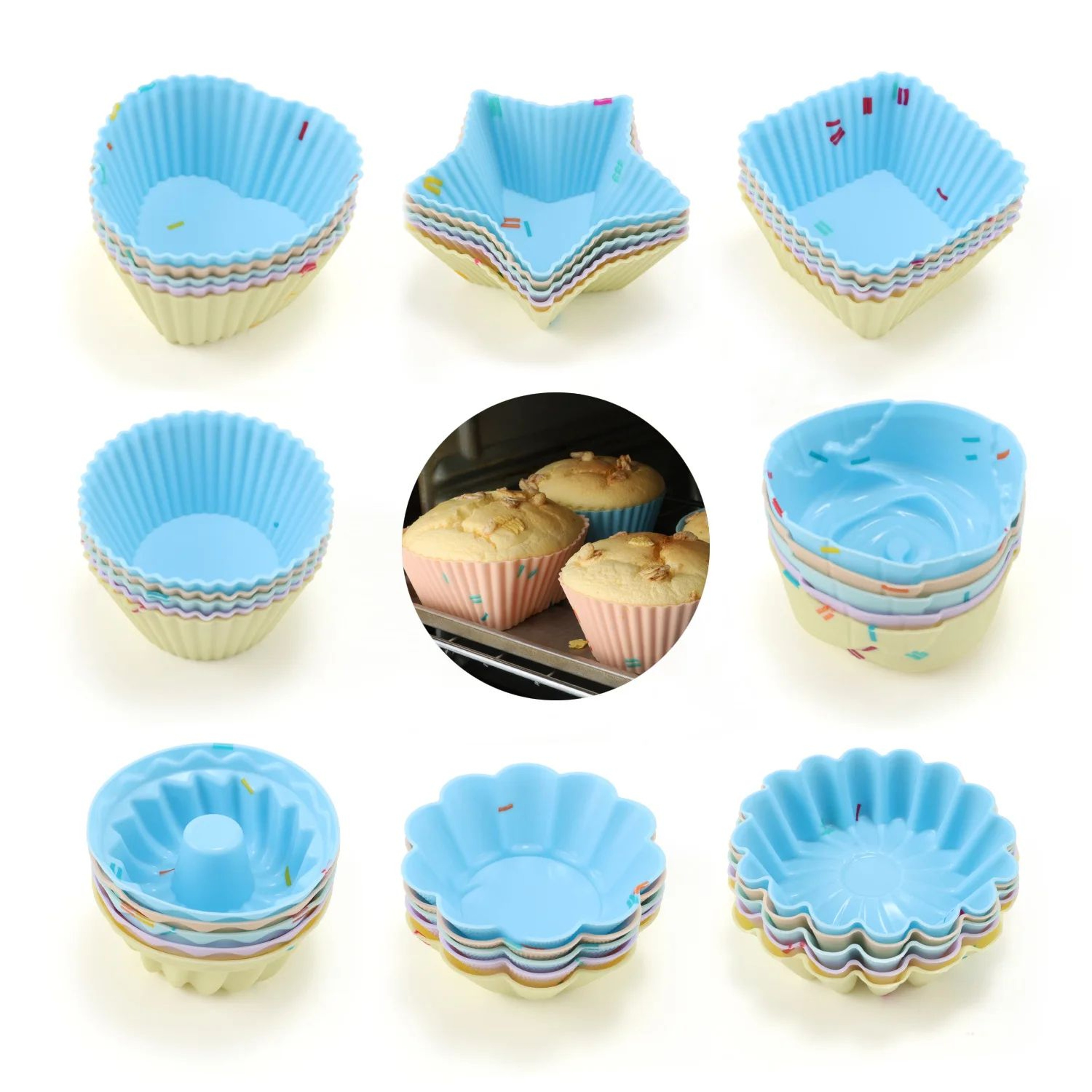 5PCS Reusable Silicone Cupcake Molds For Muffins Cakes And Desserts 4