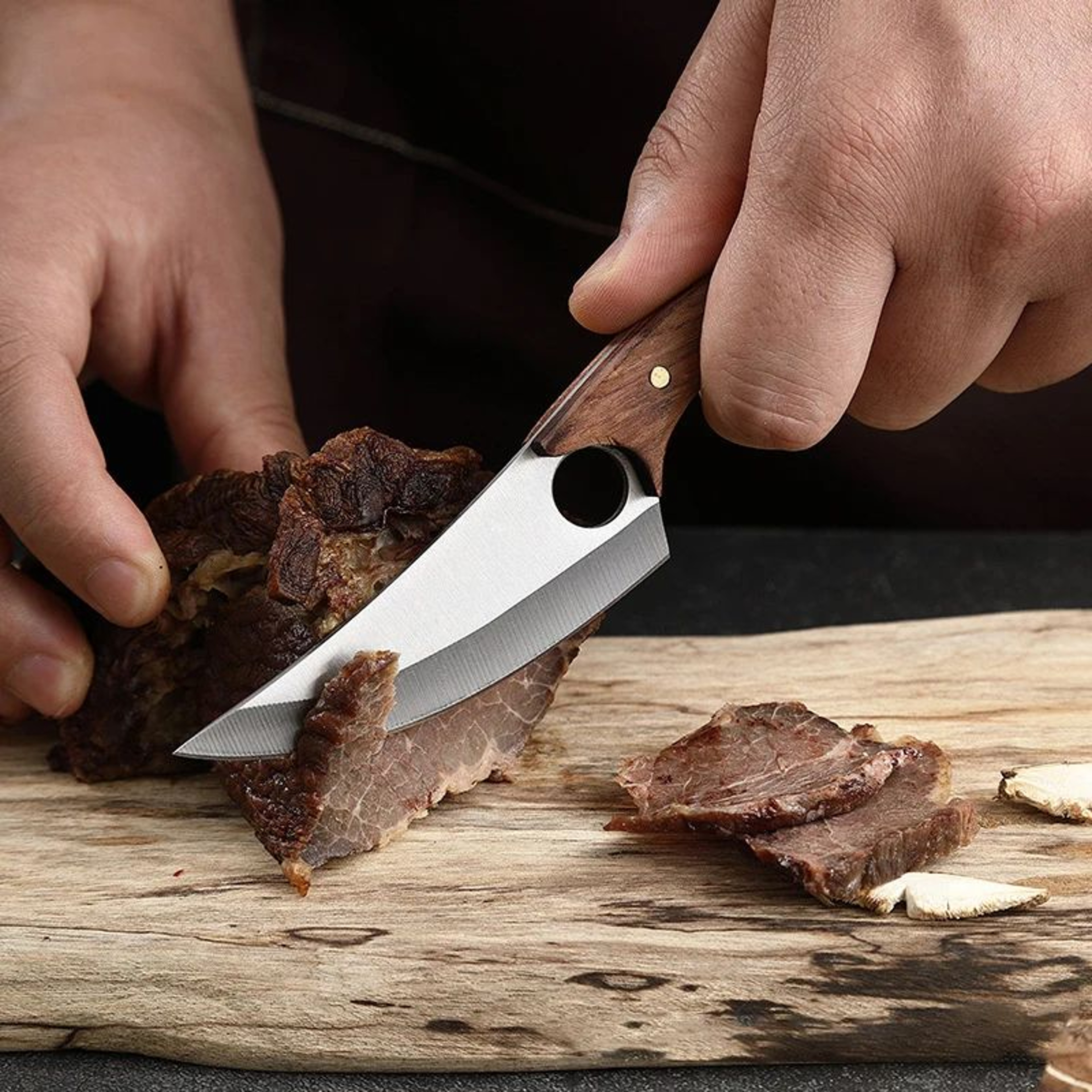 Hand Forged Boning Knife With Wooden Handle And Protective Cover 1