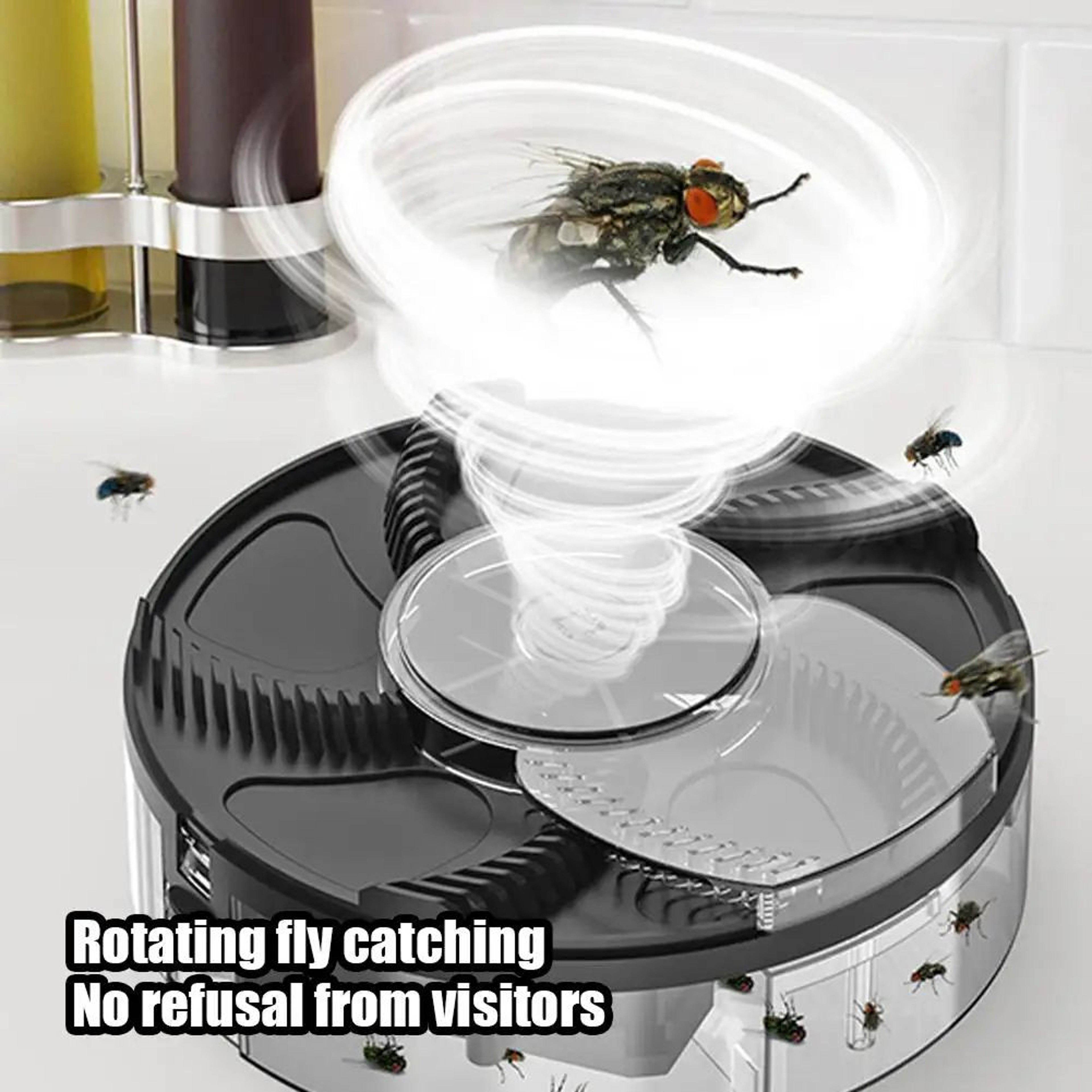 USB Rechargeable Electric Fly Trap Automatic Rotating Fly Catcher 2