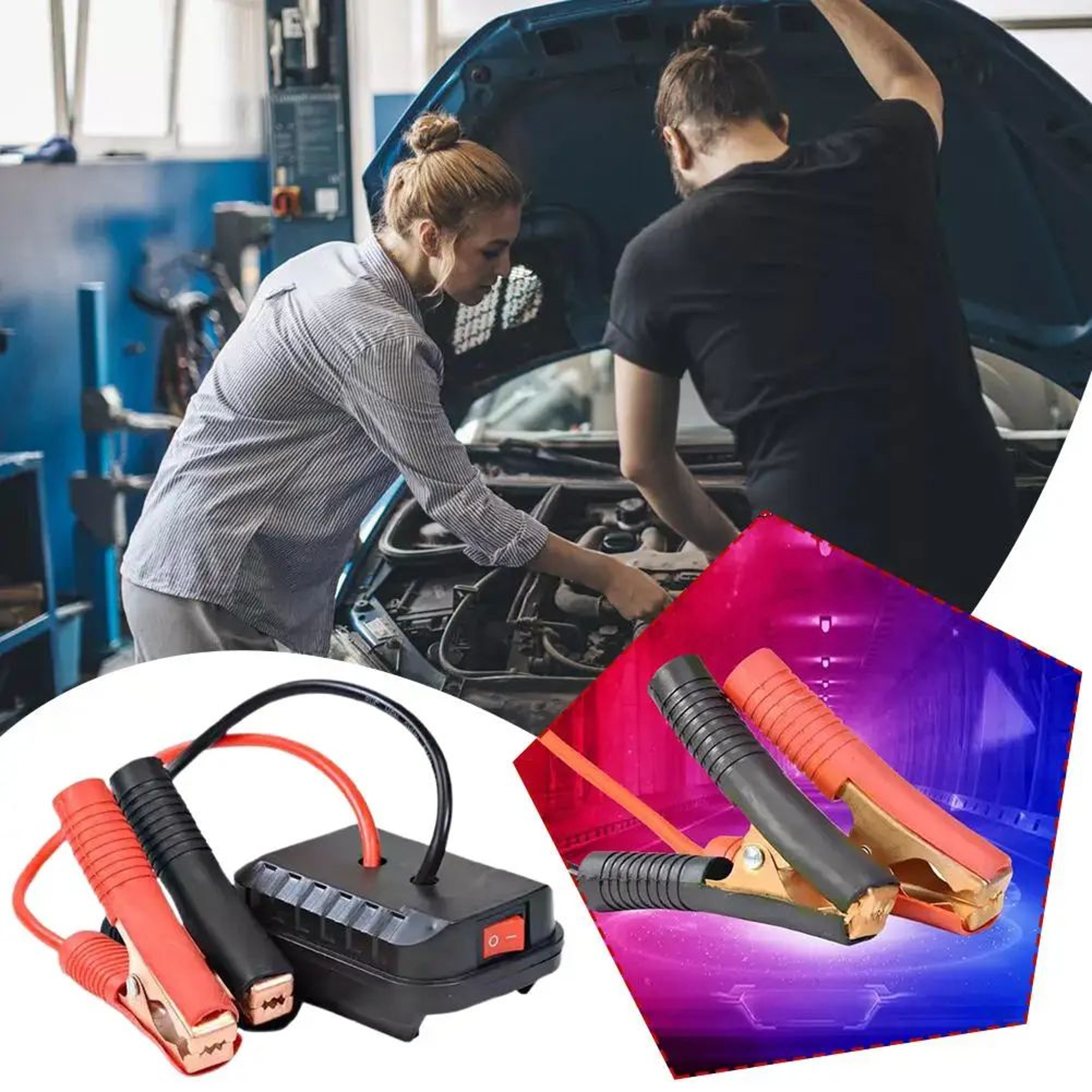 Portable Car Battery Jump Starter Adapter With Dual USB Emergency Power Converter 3