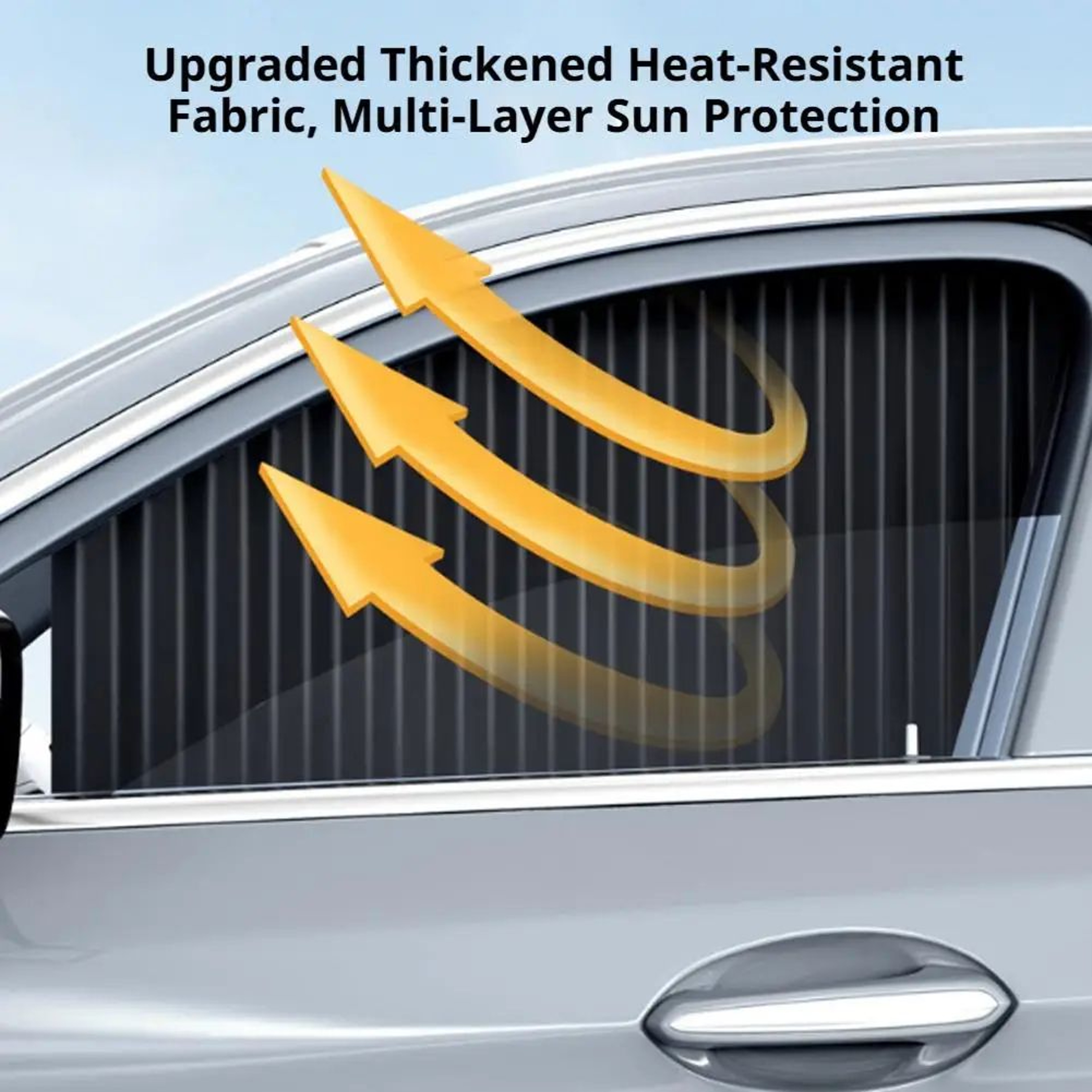 4PCS Retractable Car Window Sunshade Curtains With Sliding Rail UV Protection 3