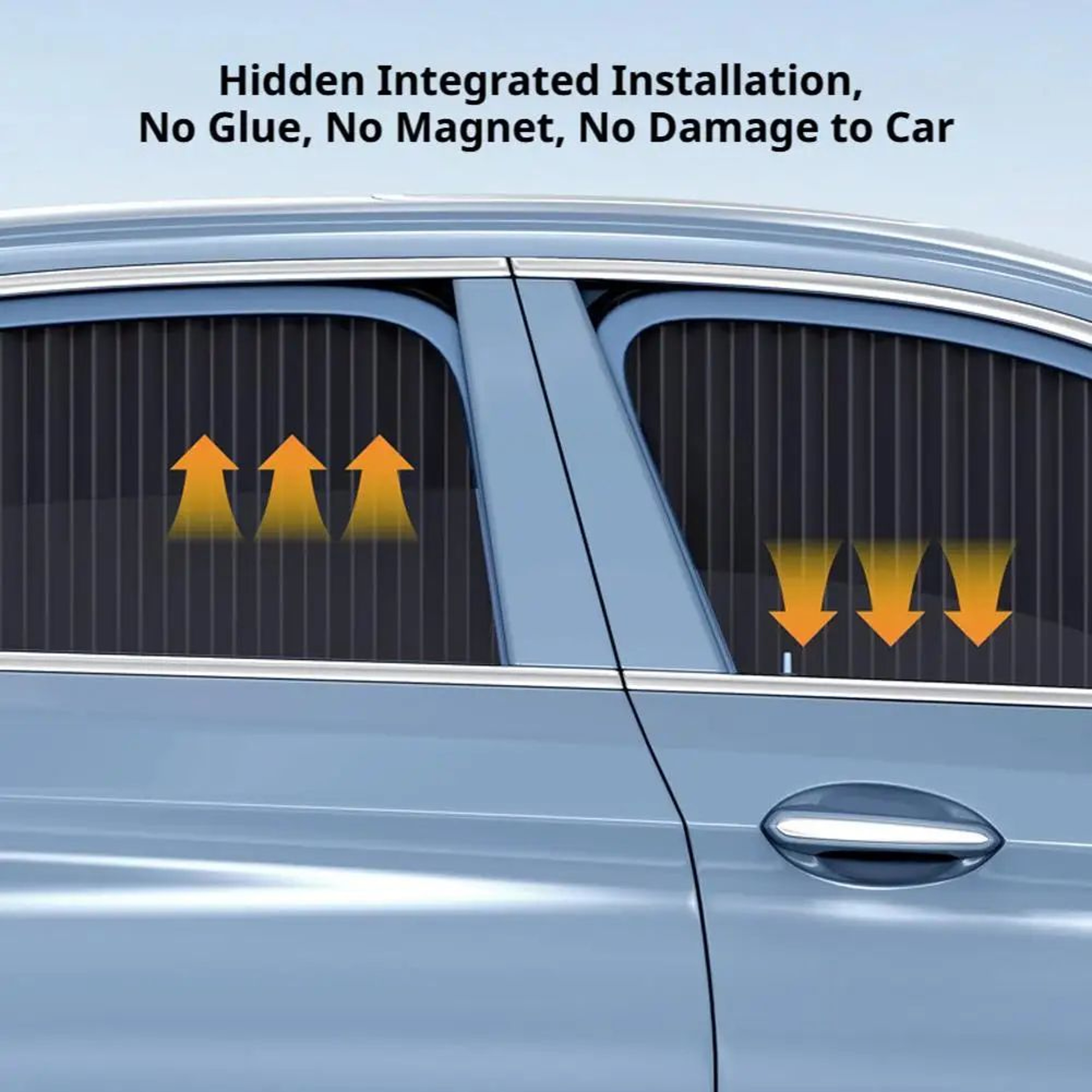 4PCS Retractable Car Window Sunshade Curtains With Sliding Rail UV Protection 5