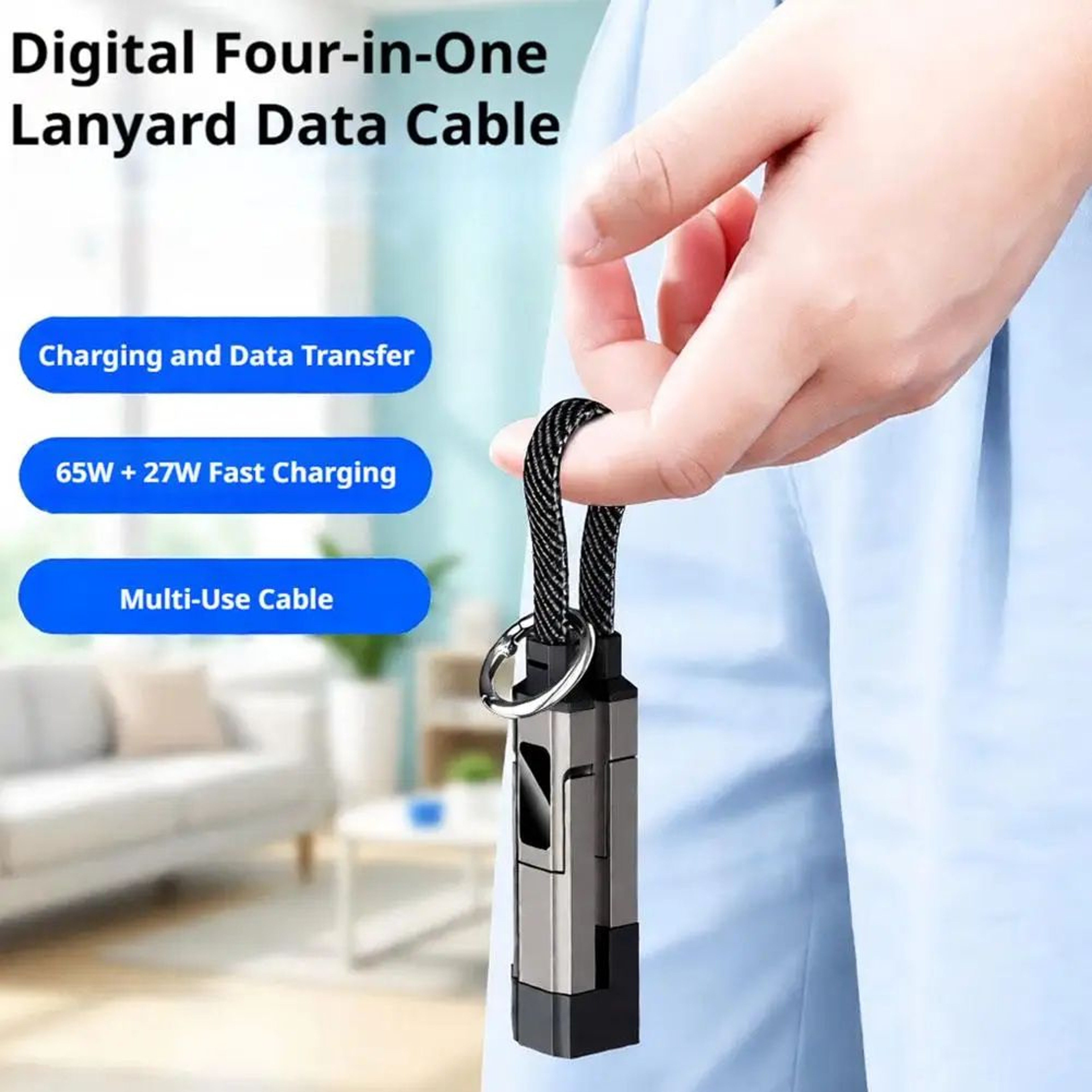 65W 4in1 Digital Display Keychain Fast Charging Cable 3