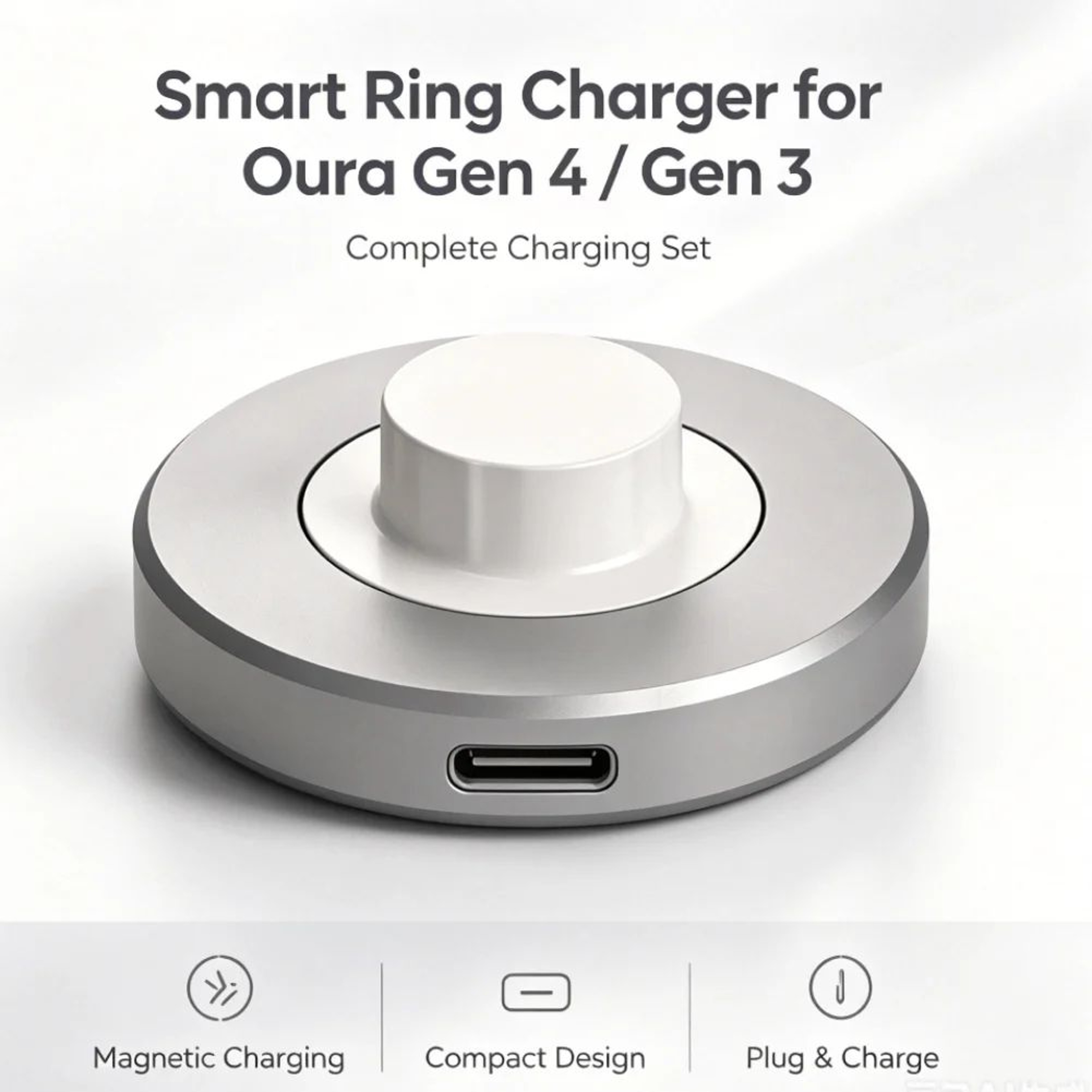 Portable Wireless Charging Case For Oura Ring Gen 3 And 4 With LED Indicator 2