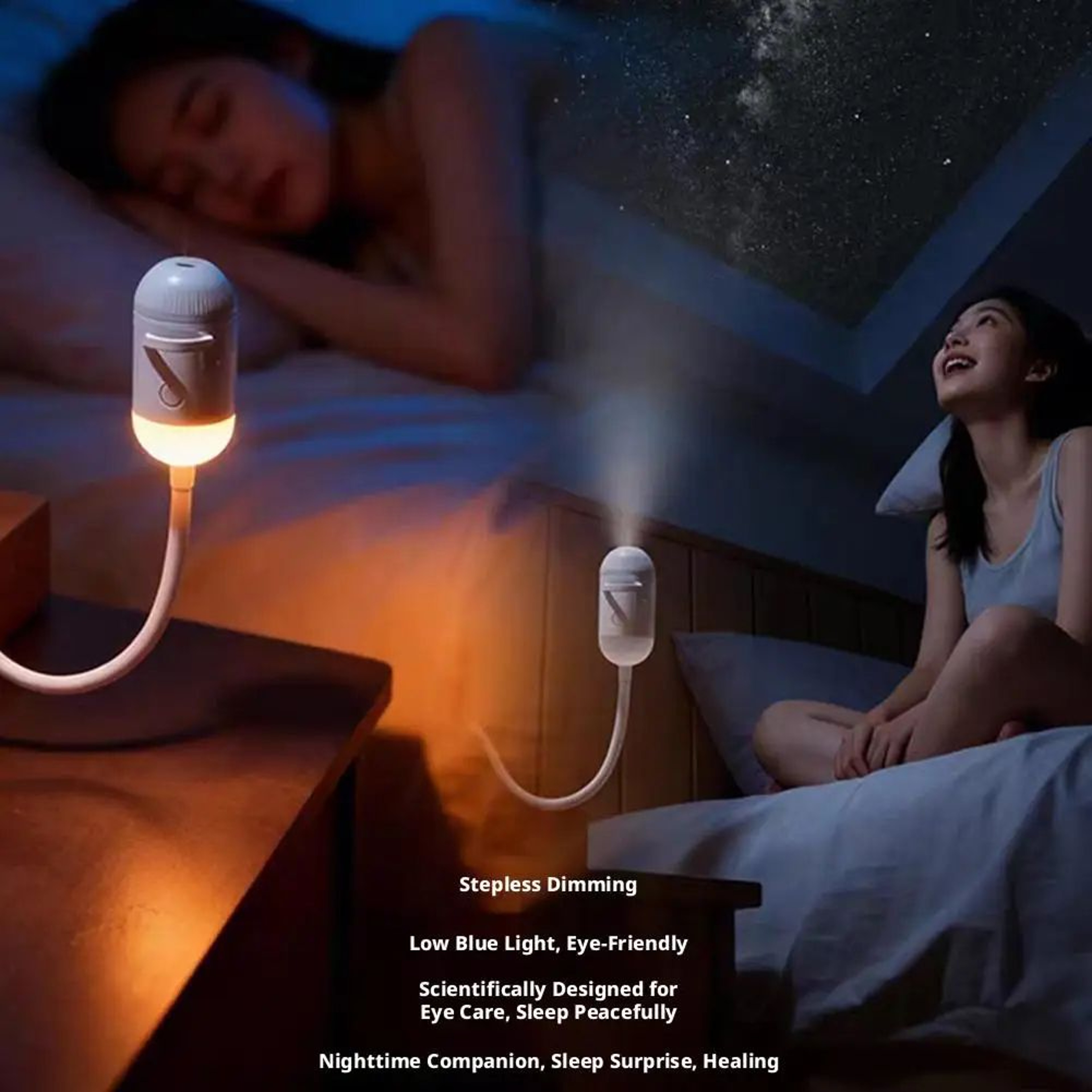 2in1 Mini Galaxy Star Projector Night Light USB Portable Ambient Lamp 1