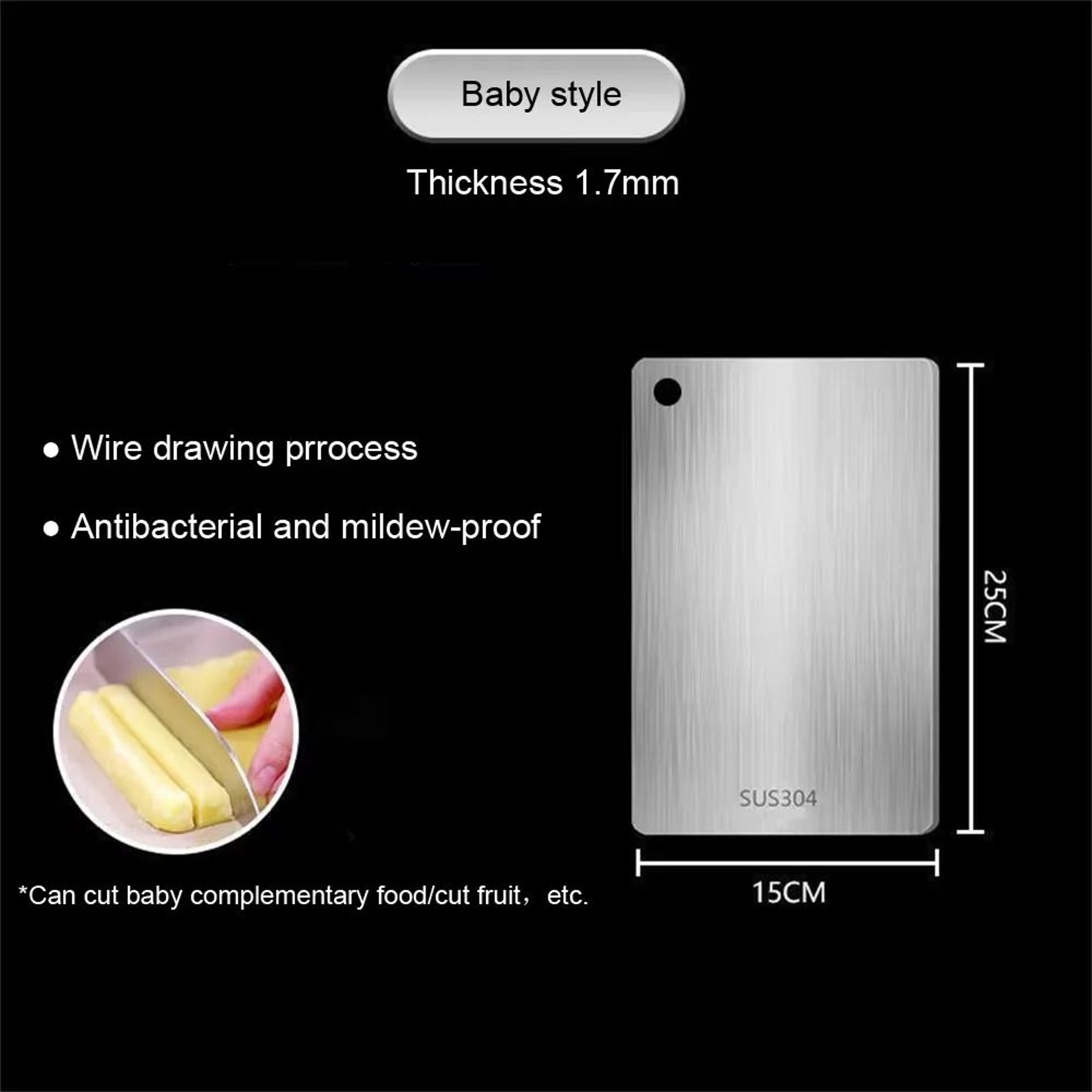316 Stainless Steel DoubleSided Titanium Cutting Board For Kitchen 6