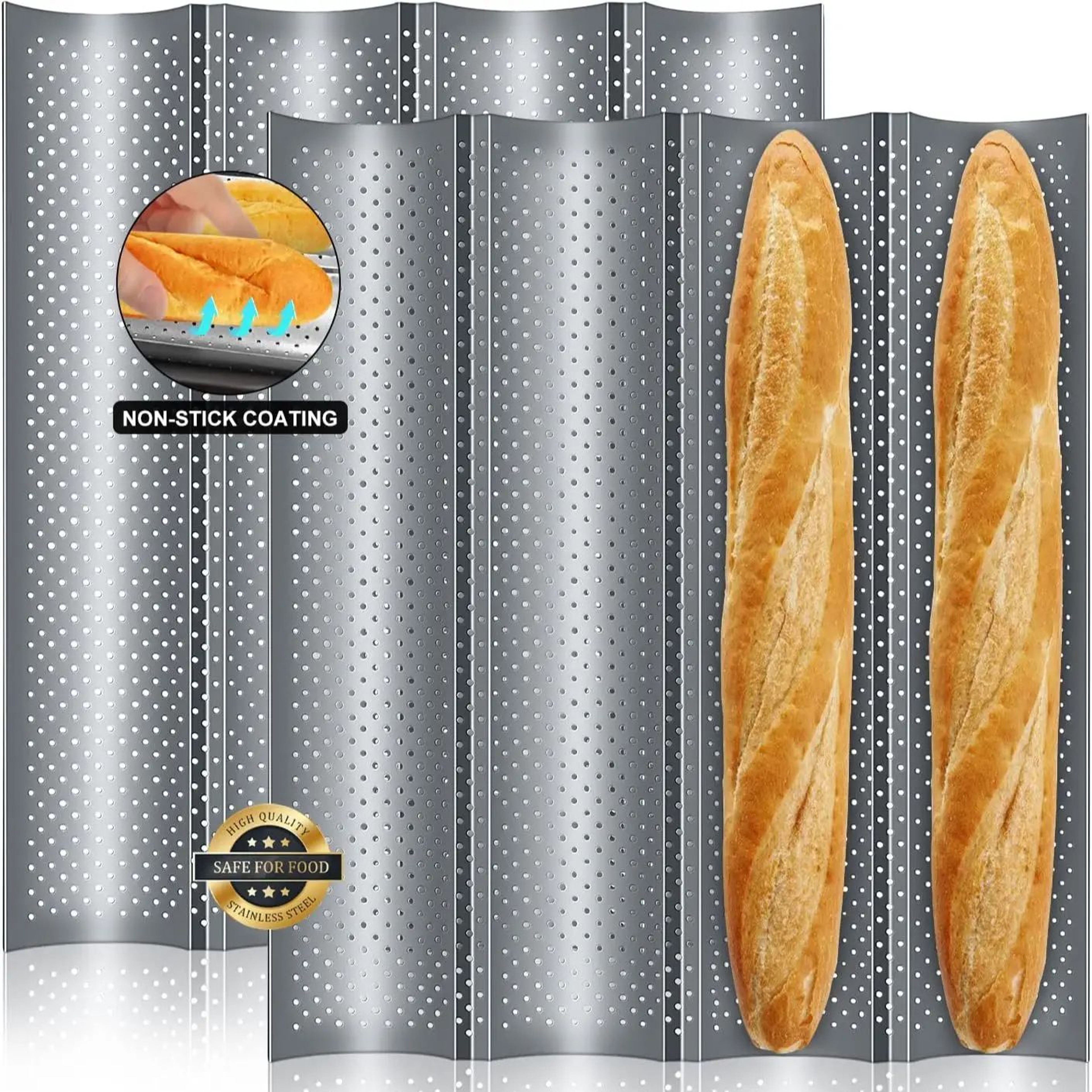 Nonstick Baguette Pan French Bread Baking Tray 2 3 4 Loaf Groove Mold 0