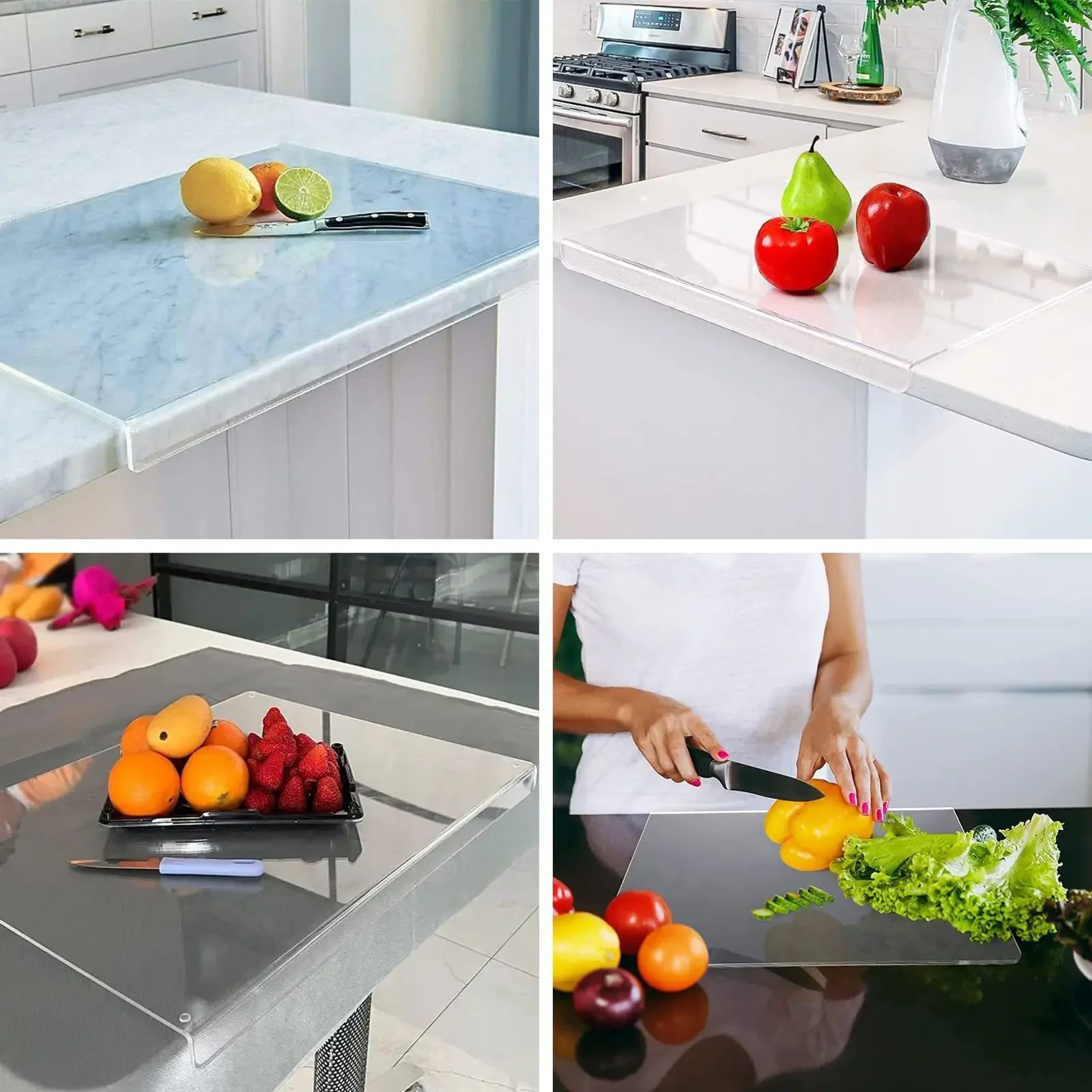 Clear Acrylic Cutting Board With Lip NonSlip Countertop Protector 4