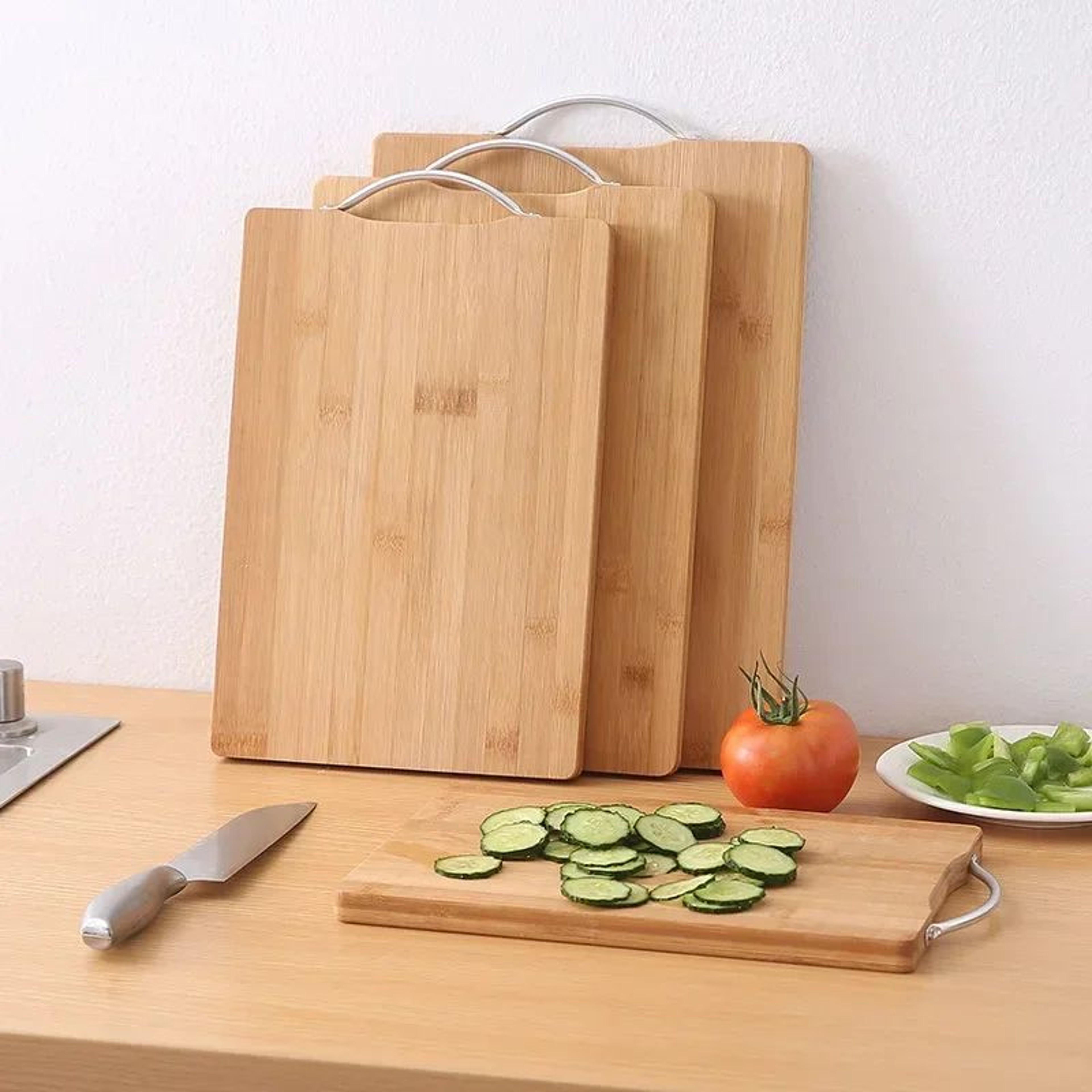 Large Double Sided Bamboo Cutting Board Thickened Solid Wood Kitchen Chopping Board 1