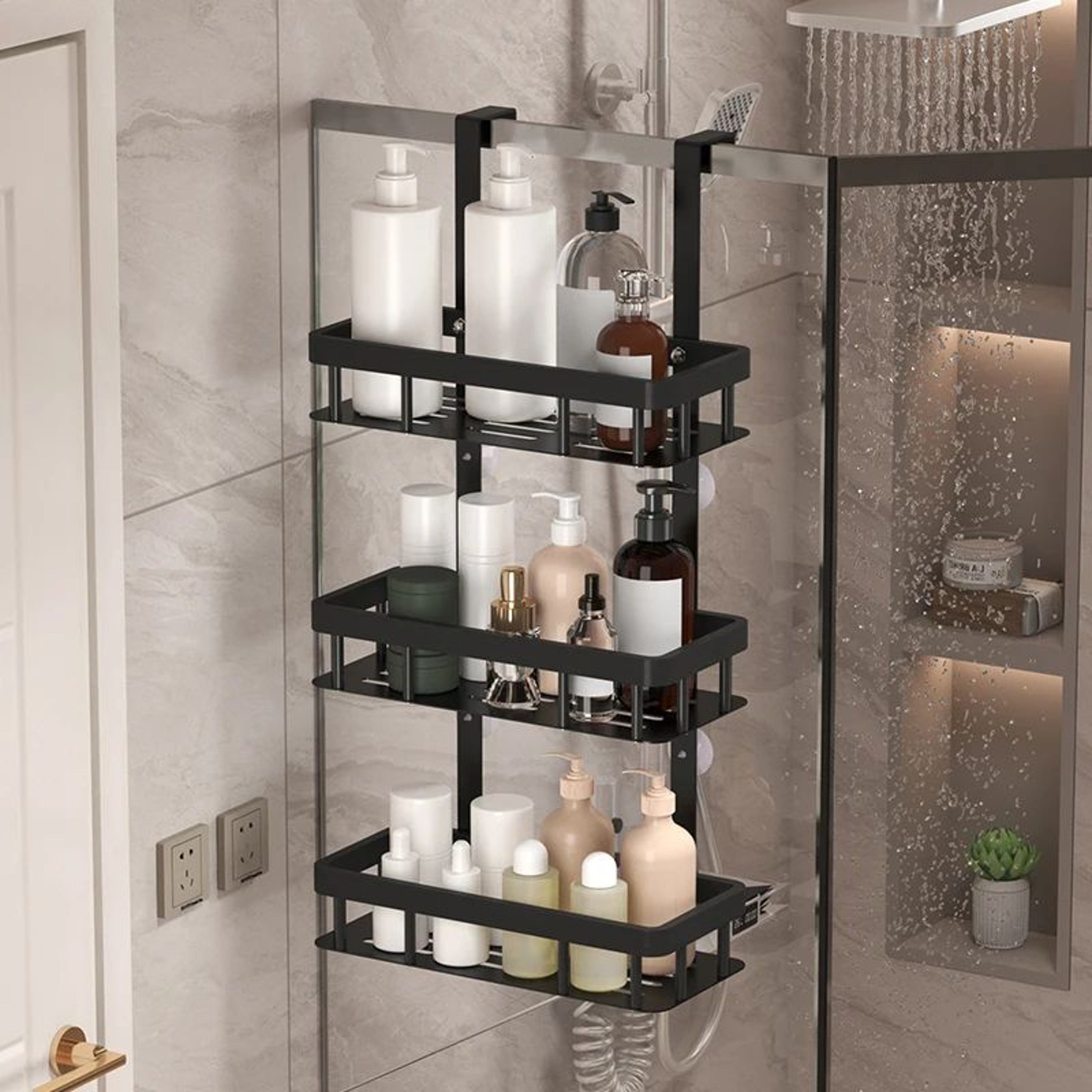 Wall Mounted Bathroom Storage Rack For Shower Gel And Toiletries 5