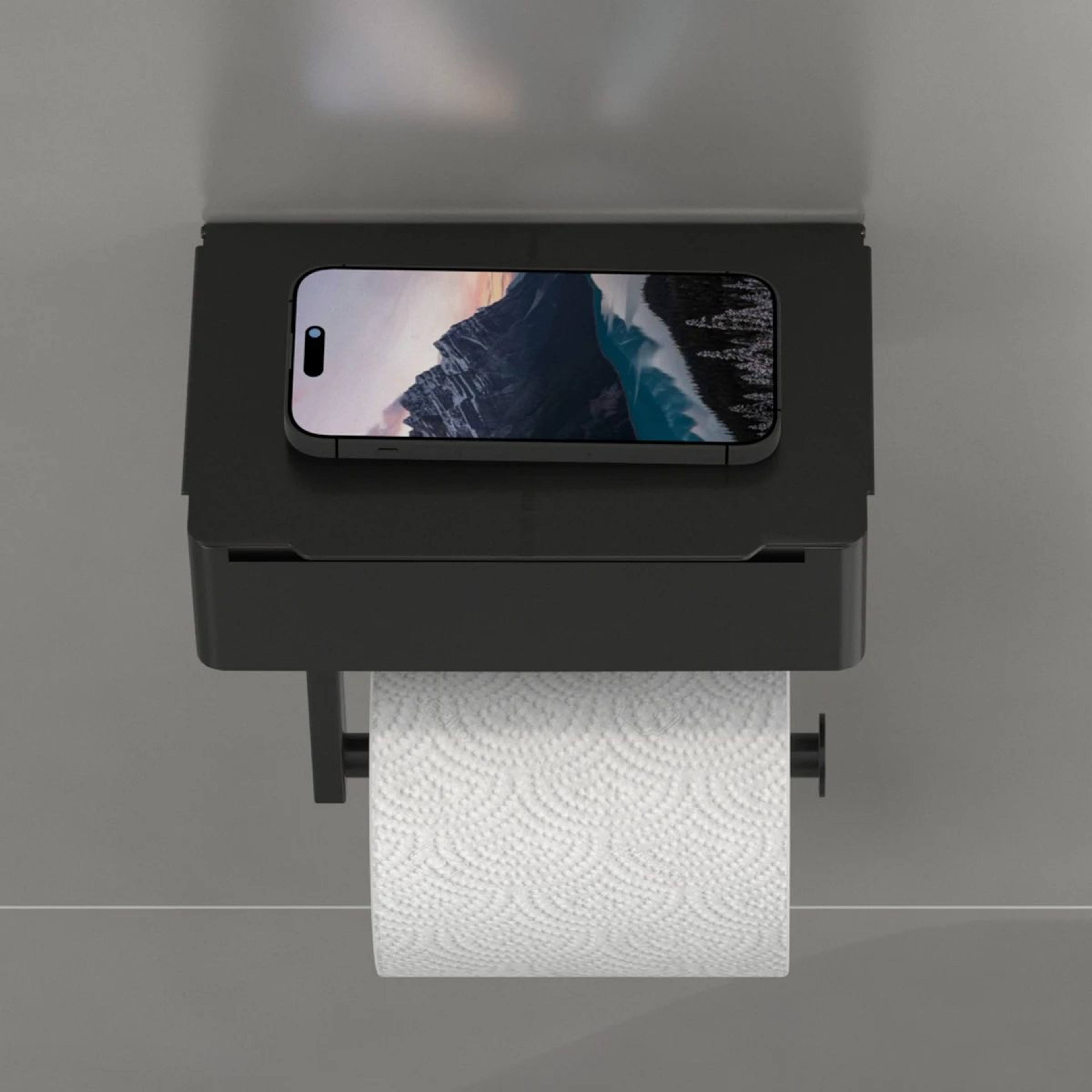 2in1 Adhesive Toilet Paper Holder With Shelf And Storage Box 2